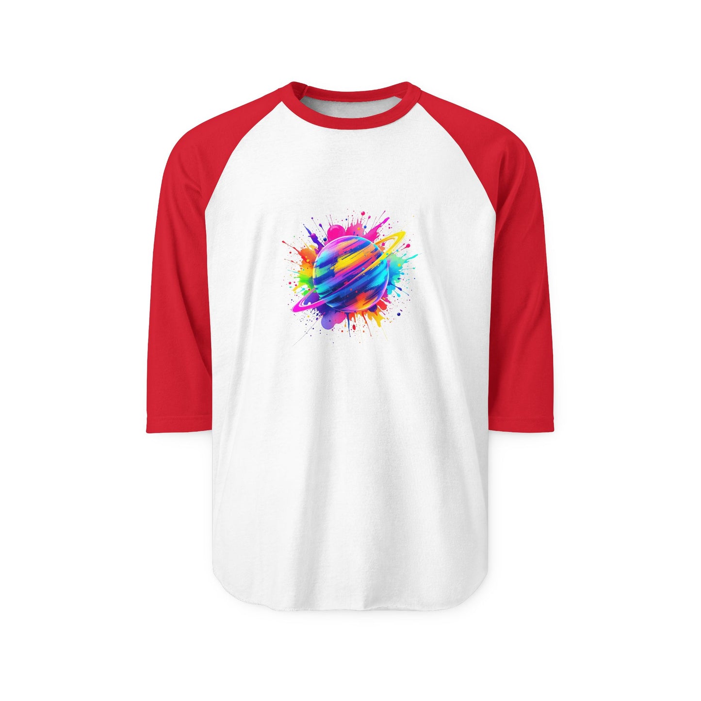 Colorful Planet Graphic Unisex Raglan Shirt - Perfect for Space Lovers!