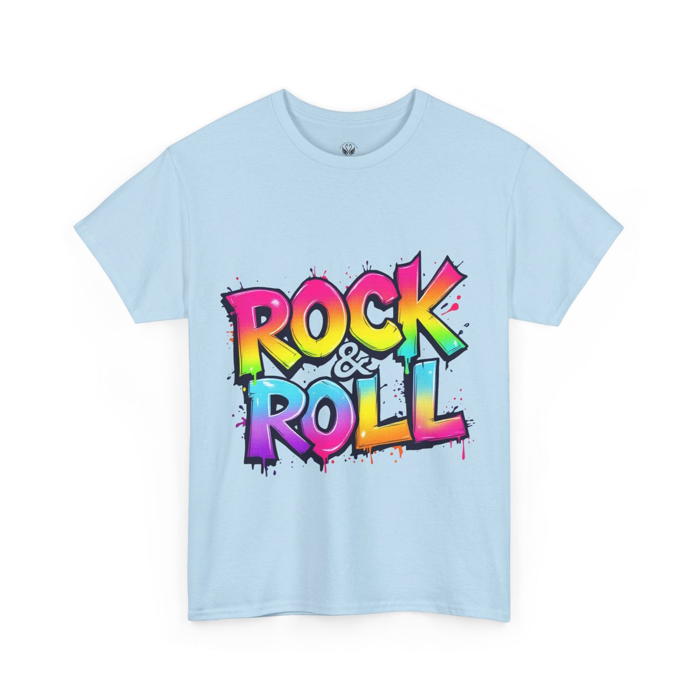 Rock & Roll Unisex Heavy Cotton Tee - Vibrant Graffiti Style Shirt for Music Lovers