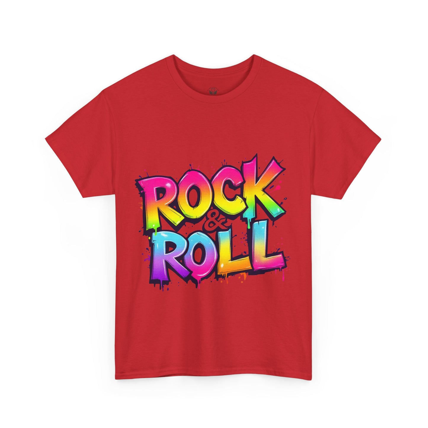 Rock & Roll Unisex Heavy Cotton Tee - Vibrant Graffiti Style Shirt for Music Lovers