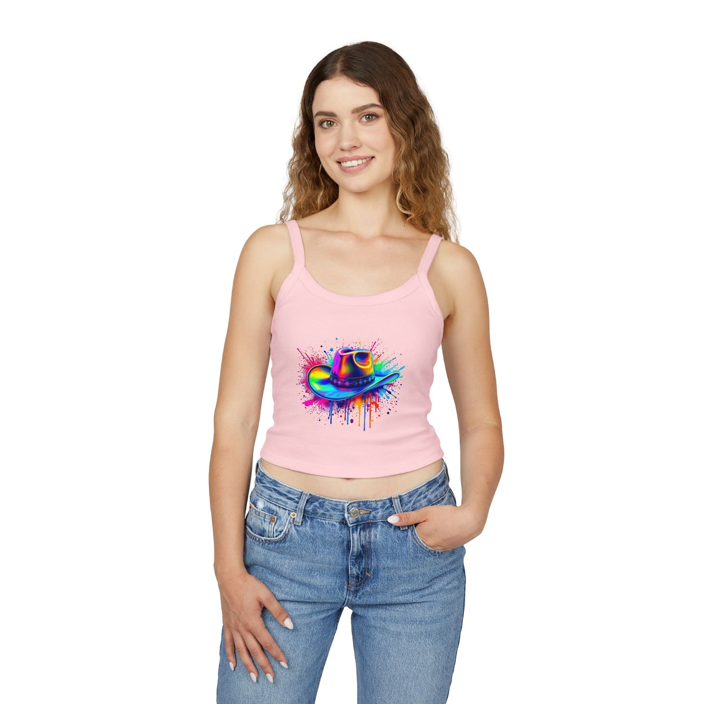 Colorful Cowboy Hat Spaghetti Strap Tank Top
