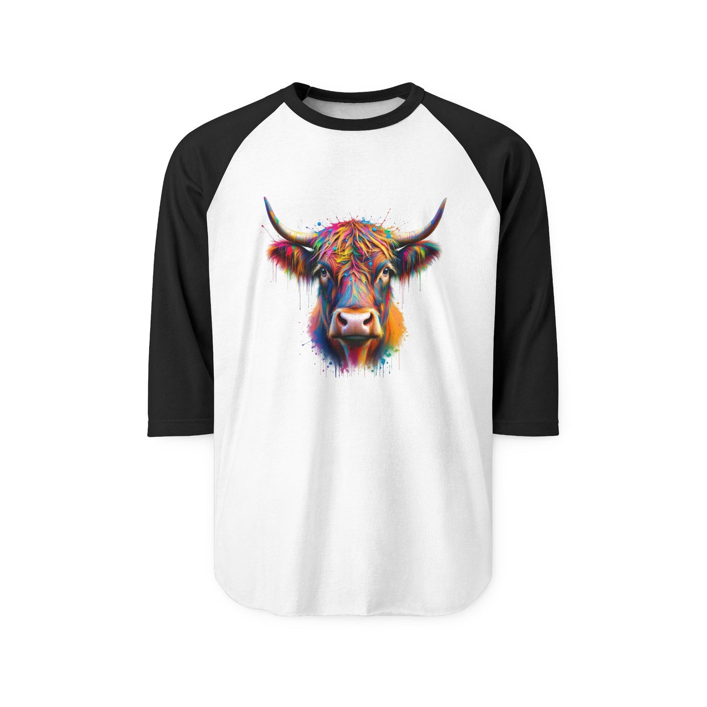 Colorful Cow Unisex Three-Quarter Sleeve Raglan Shirt