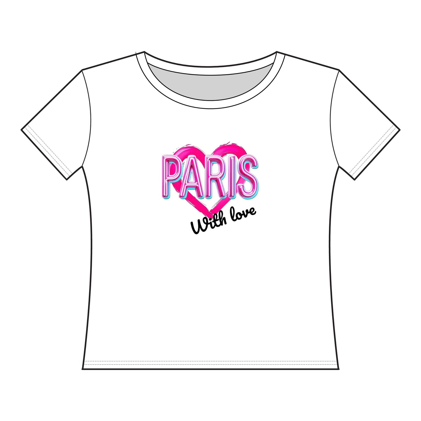 Paris Heart Graphic Tee - Women's Curvy Fine Jersey T-Shirt