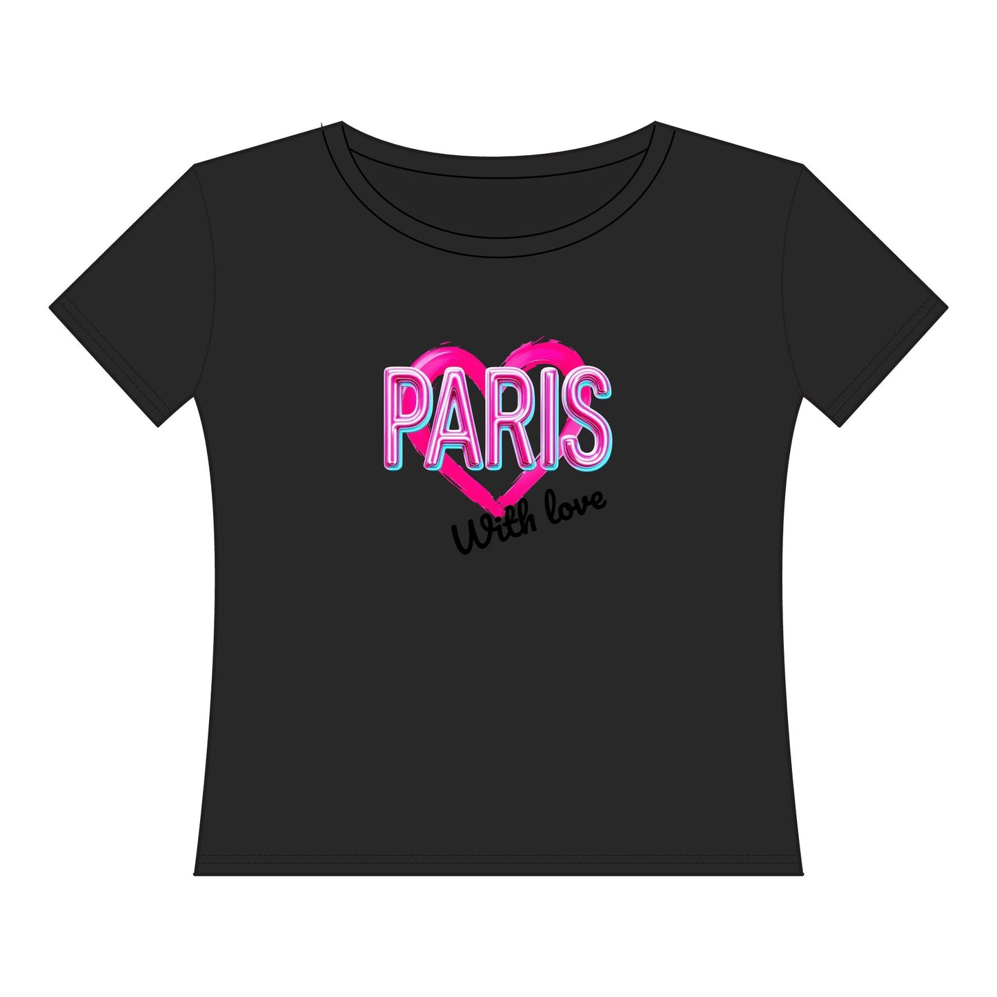 Paris Heart Graphic Tee - Women's Curvy Fine Jersey T-Shirt