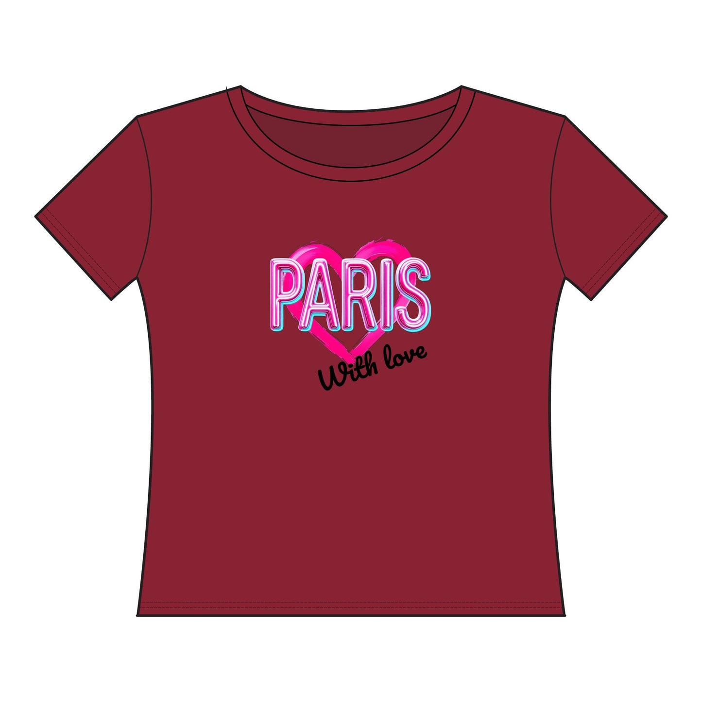 Paris Heart Graphic Tee - Women's Curvy Fine Jersey T-Shirt