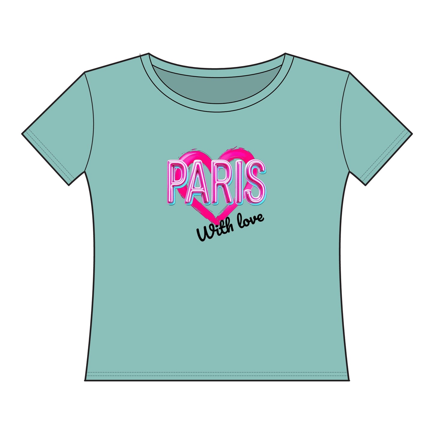 Paris Heart Graphic Tee - Women's Curvy Fine Jersey T-Shirt
