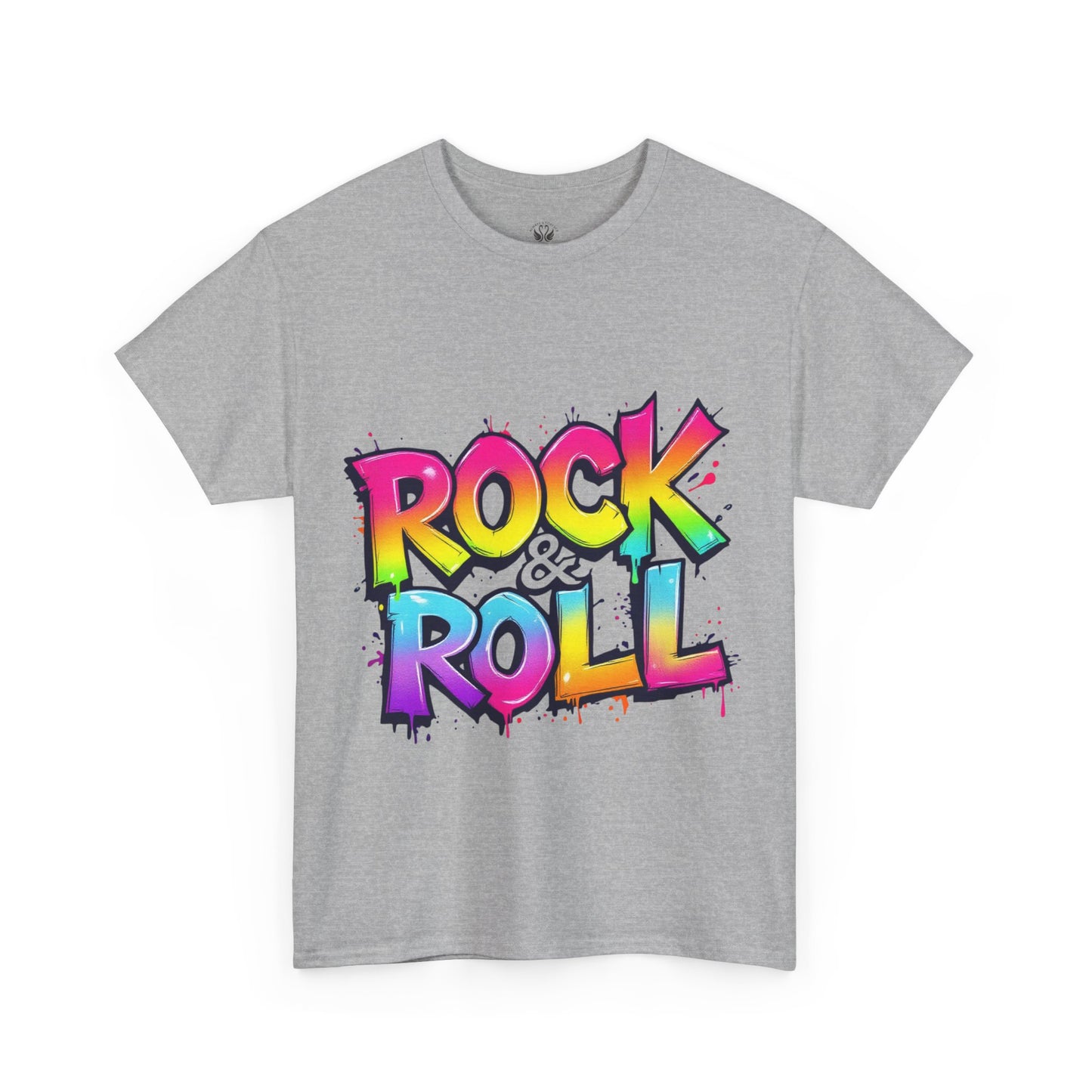 Rock & Roll Unisex Heavy Cotton Tee - Vibrant Graffiti Style Shirt for Music Lovers