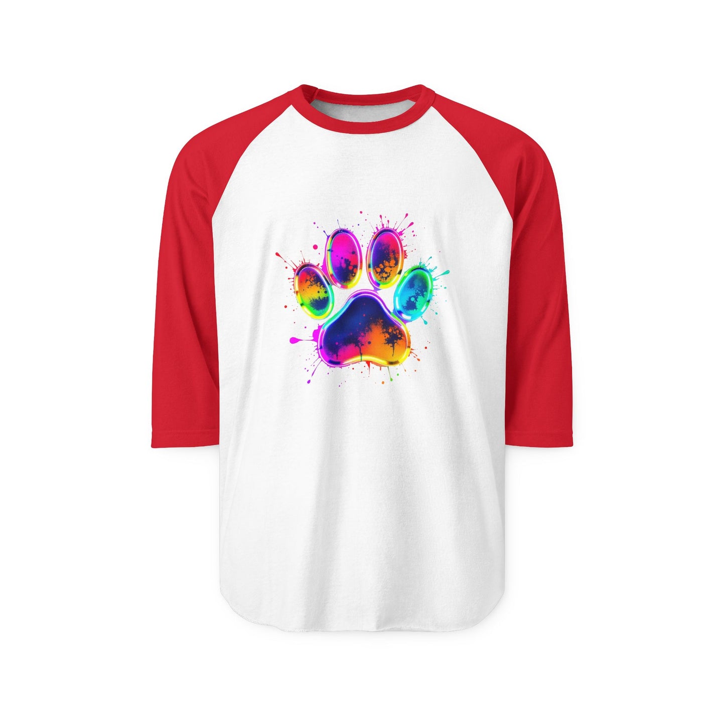 Colorful Paw Print Unisex Raglan Shirt - Perfect for Pet Lovers