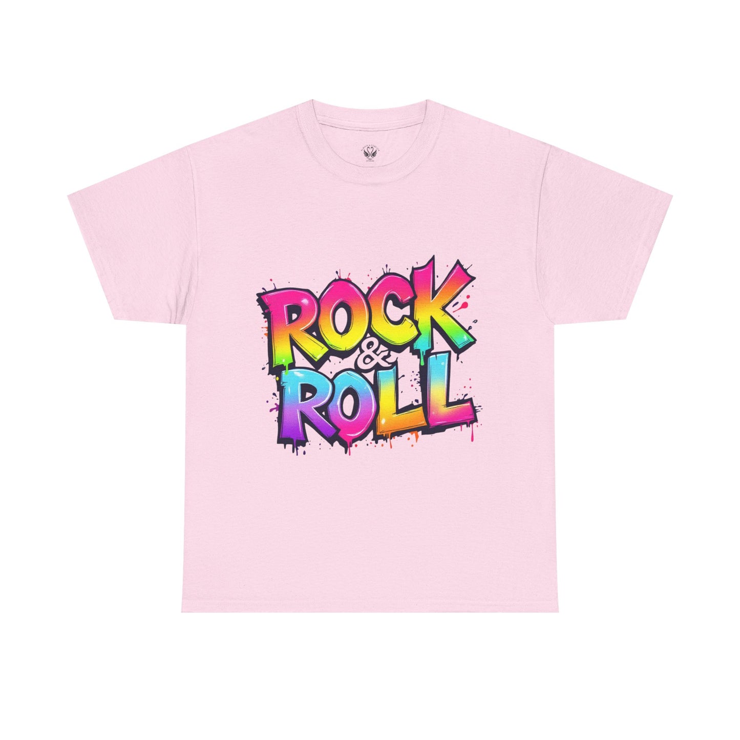 Rock & Roll Unisex Heavy Cotton Tee - Vibrant Graffiti Style Shirt for Music Lovers