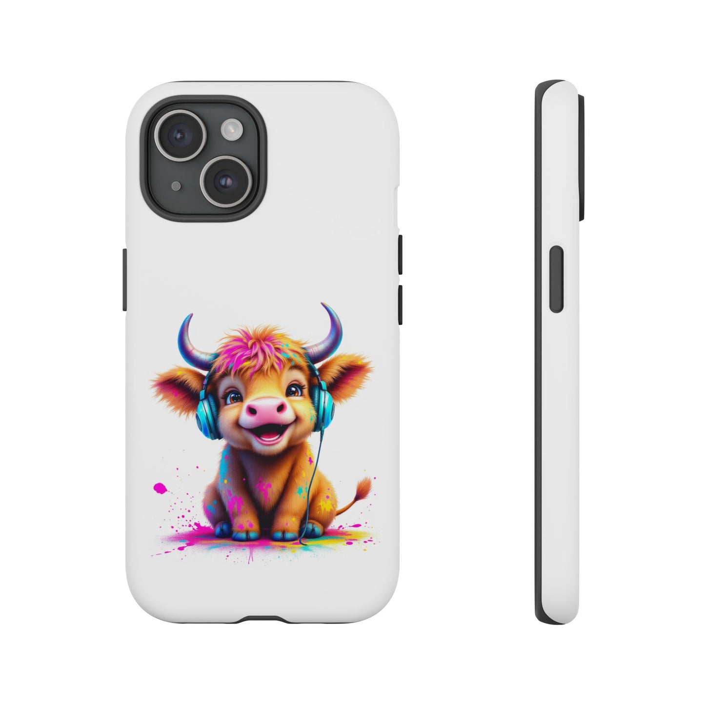 Cute Cow Phone Case with Headphones – Tough Cases
