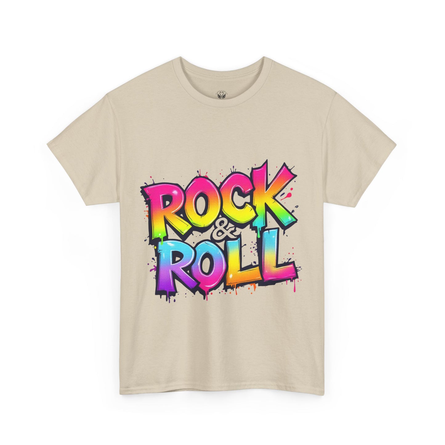 Rock & Roll Unisex Heavy Cotton Tee - Vibrant Graffiti Style Shirt for Music Lovers