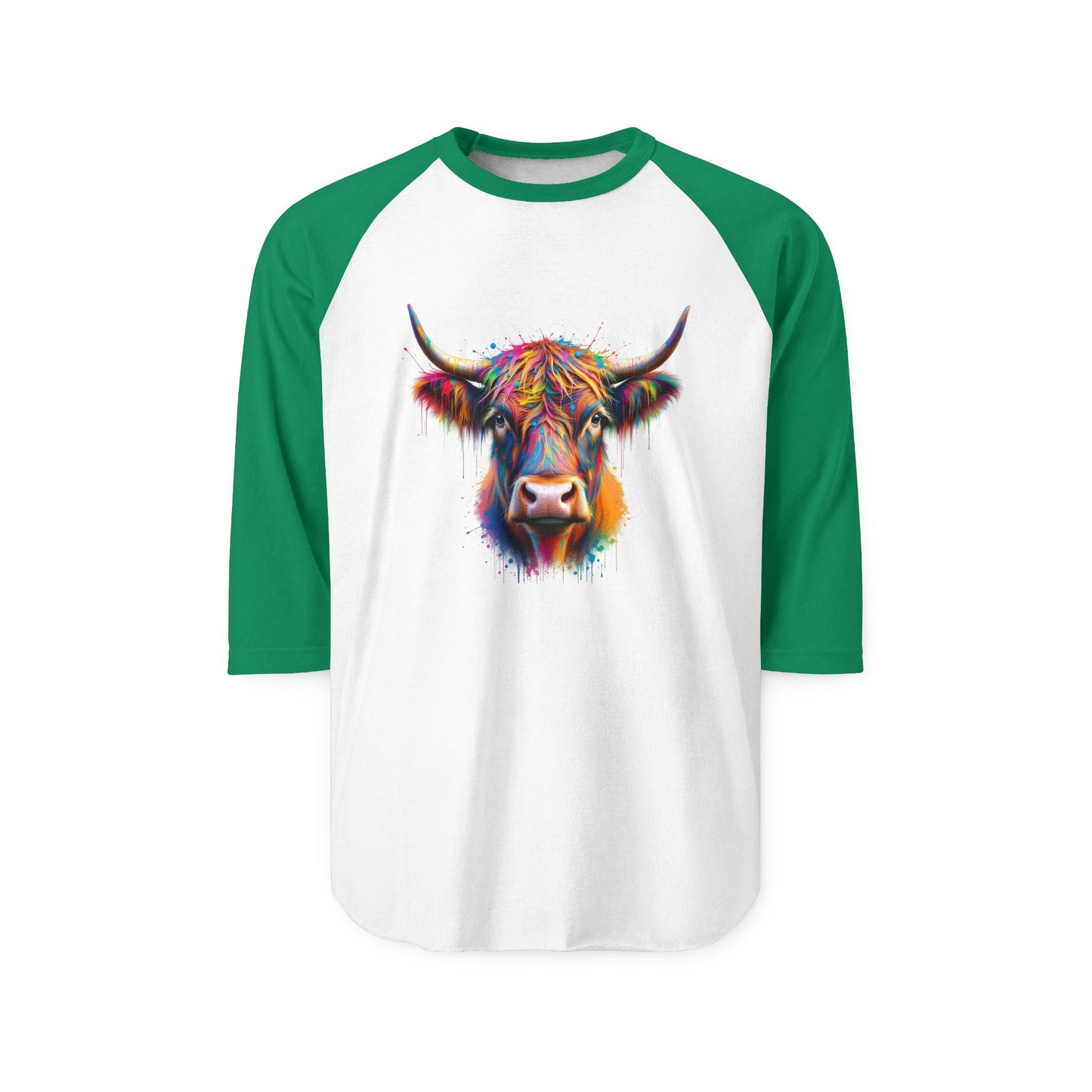 Colorful Cow Unisex Three-Quarter Sleeve Raglan Shirt