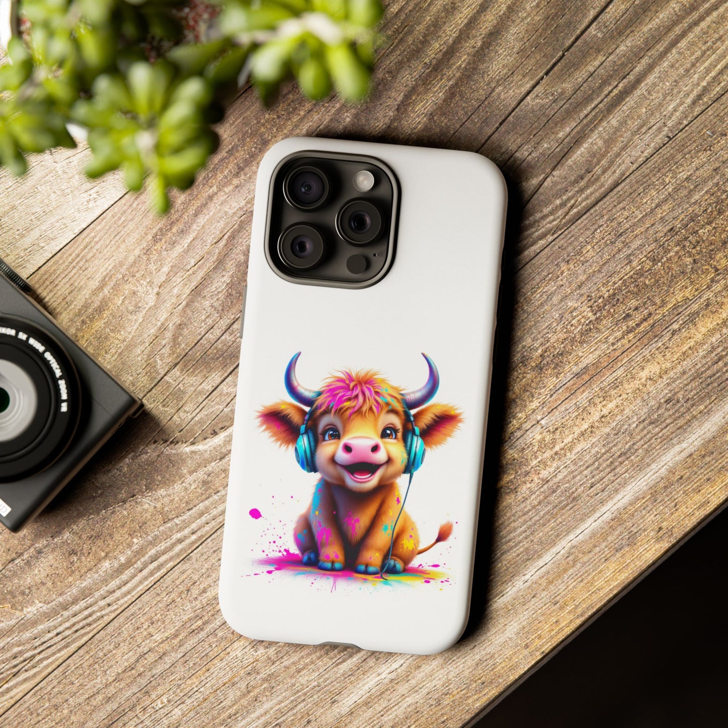 Cute Cow Phone Case with Headphones – Tough Cases