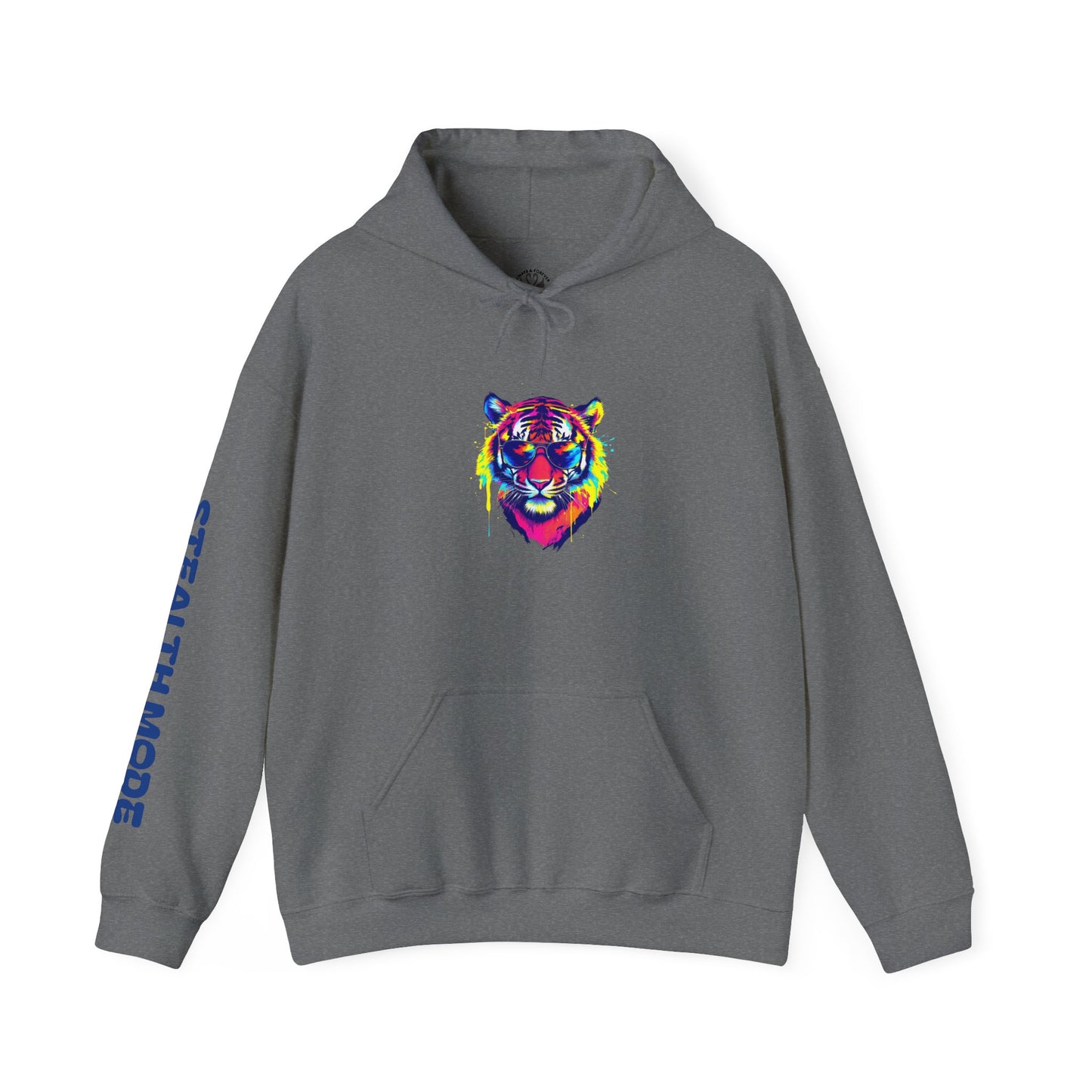 Vibrant Tiger Graphic Hoodie - Unisex Heavy Blend™ with 'STEALTH MODE' Design