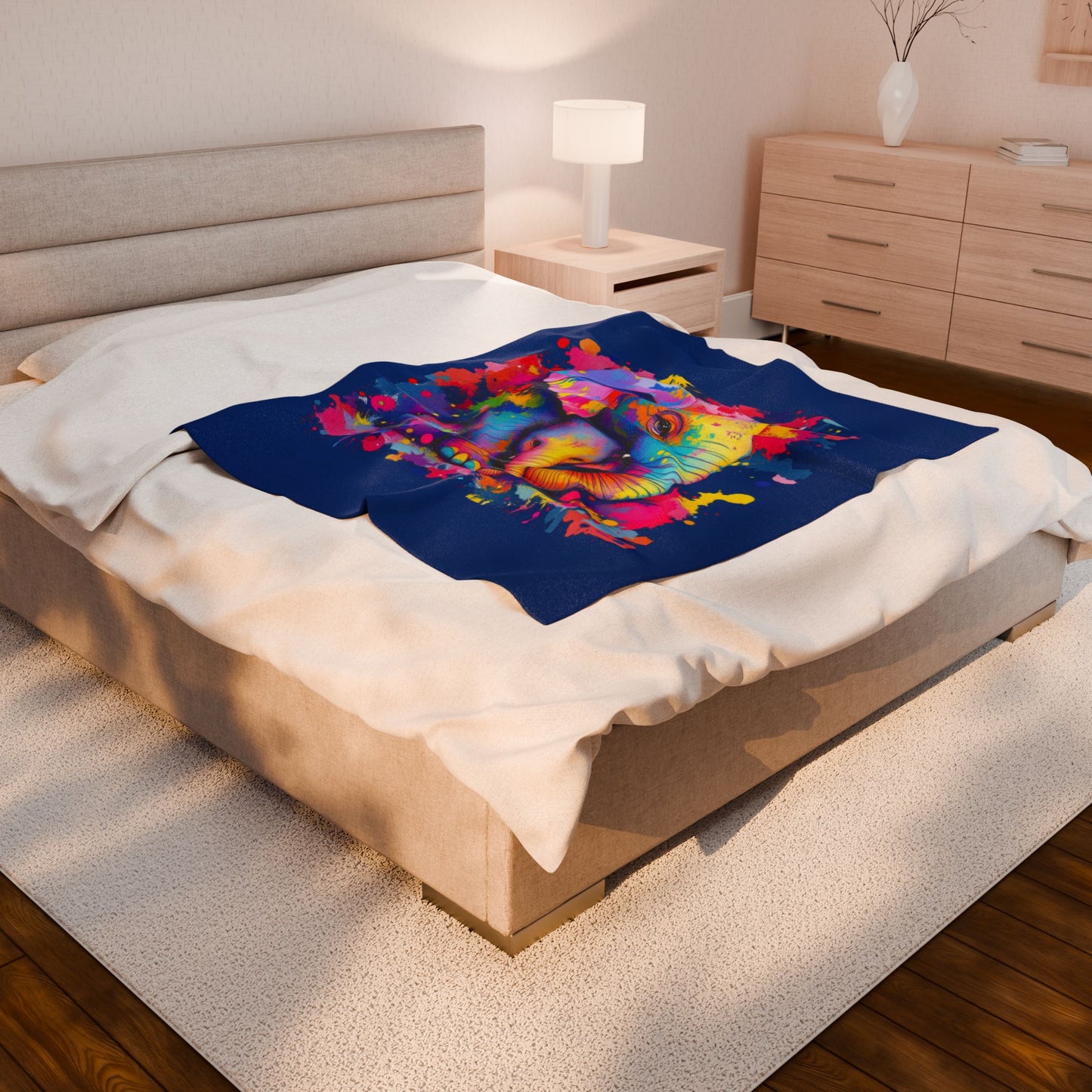 Colorful Elephant Velveteen Plush Blanket – Cozy Comfort for Animal Lovers