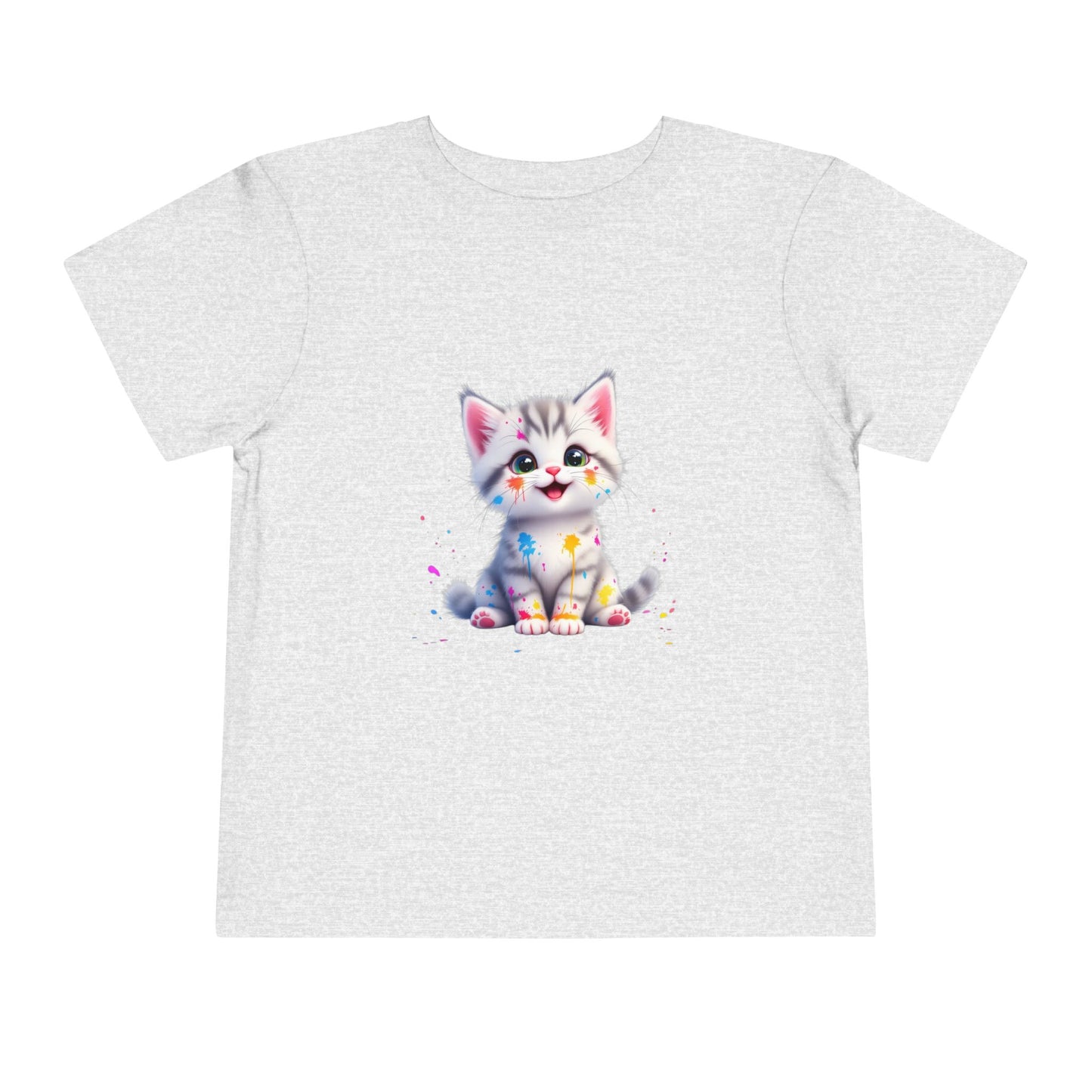Cute Cat Toddler Tee - Whimsical Graphic Short Sleeve Shirt for Kids