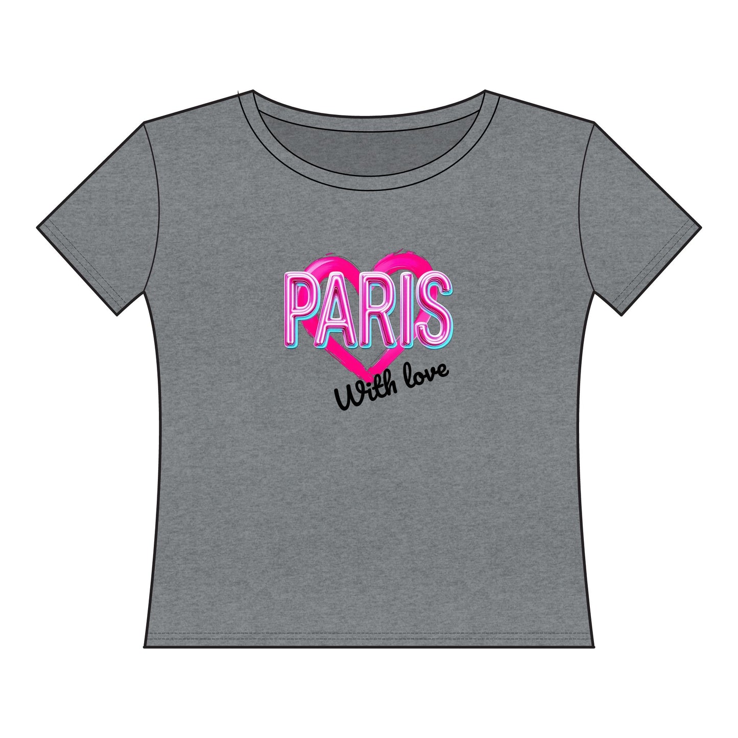 Paris Heart Graphic Tee - Women's Curvy Fine Jersey T-Shirt