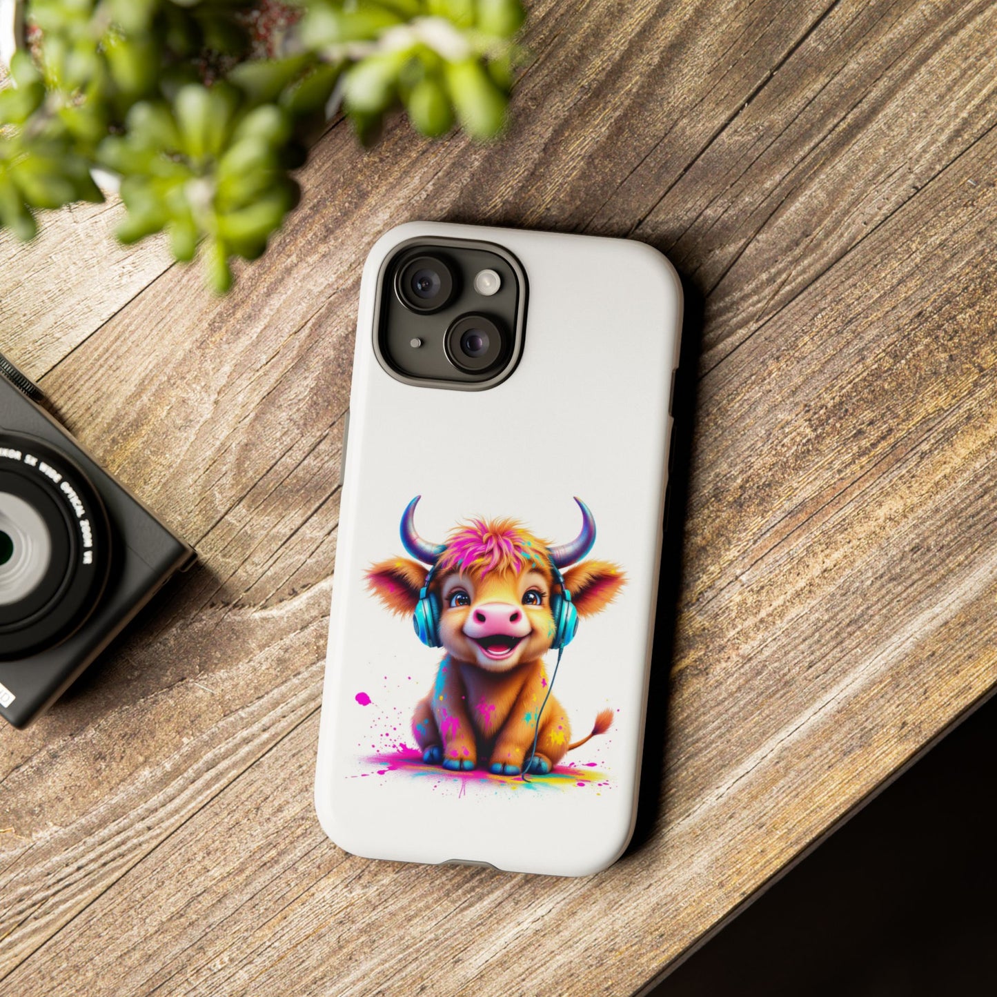 Cute Cow Phone Case with Headphones – Tough Cases