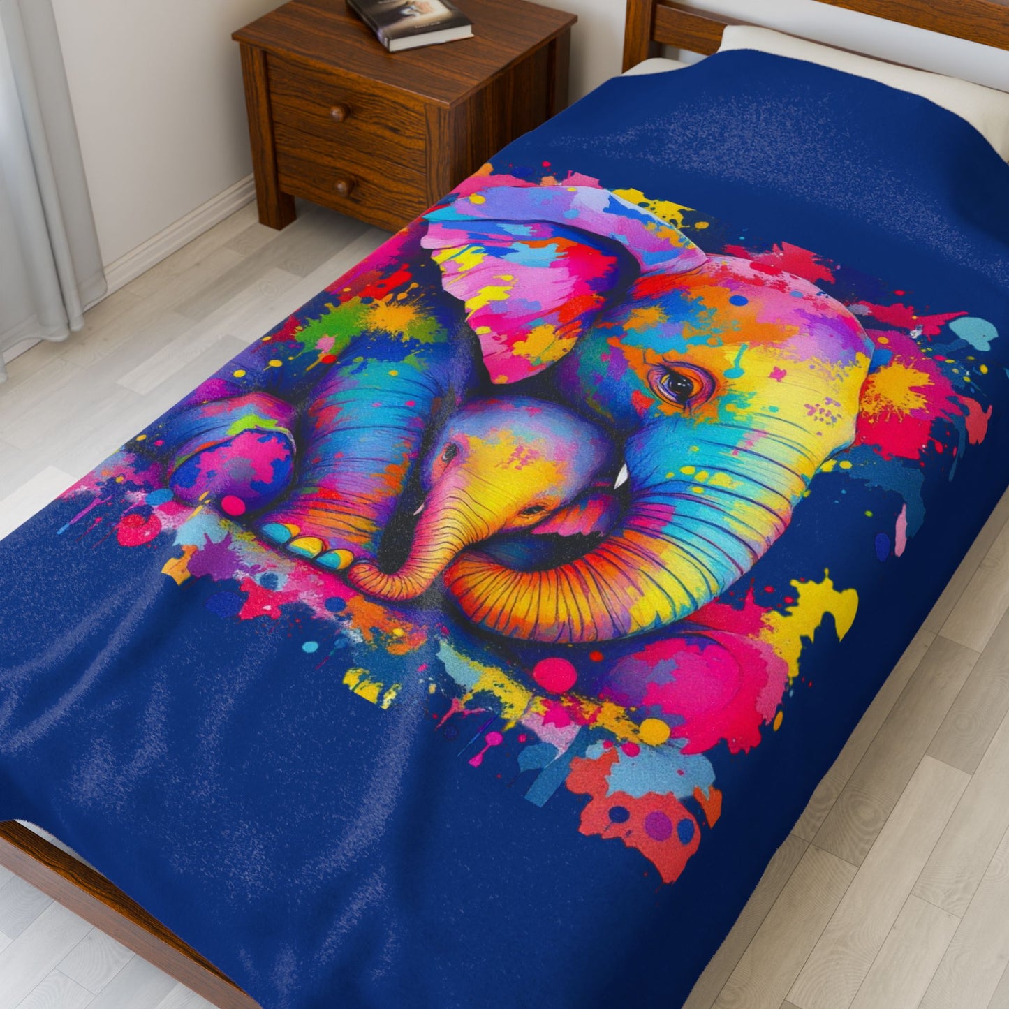 Colorful Elephant Velveteen Plush Blanket – Cozy Comfort for Animal Lovers