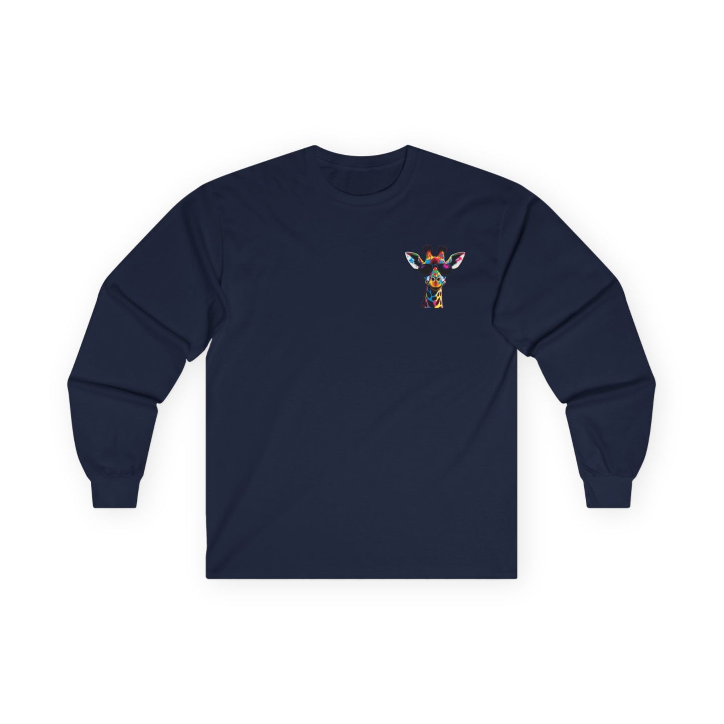 Colorful Giraffe Graphic Long Sleeve Tee for Animal Lovers