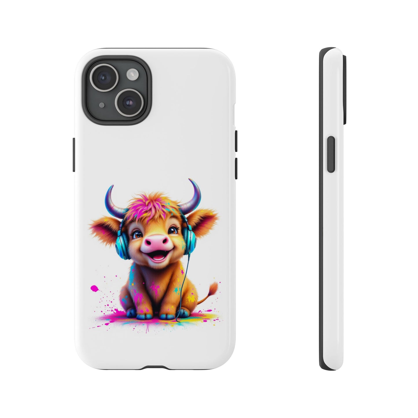Cute Cow Phone Case with Headphones – Tough Cases