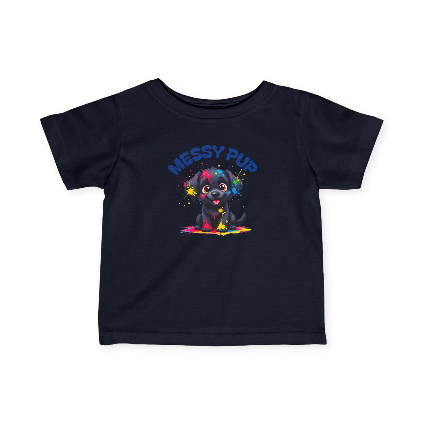 Messy Pup Infant Tee - Cute Animal Graphic T-Shirt for Kids