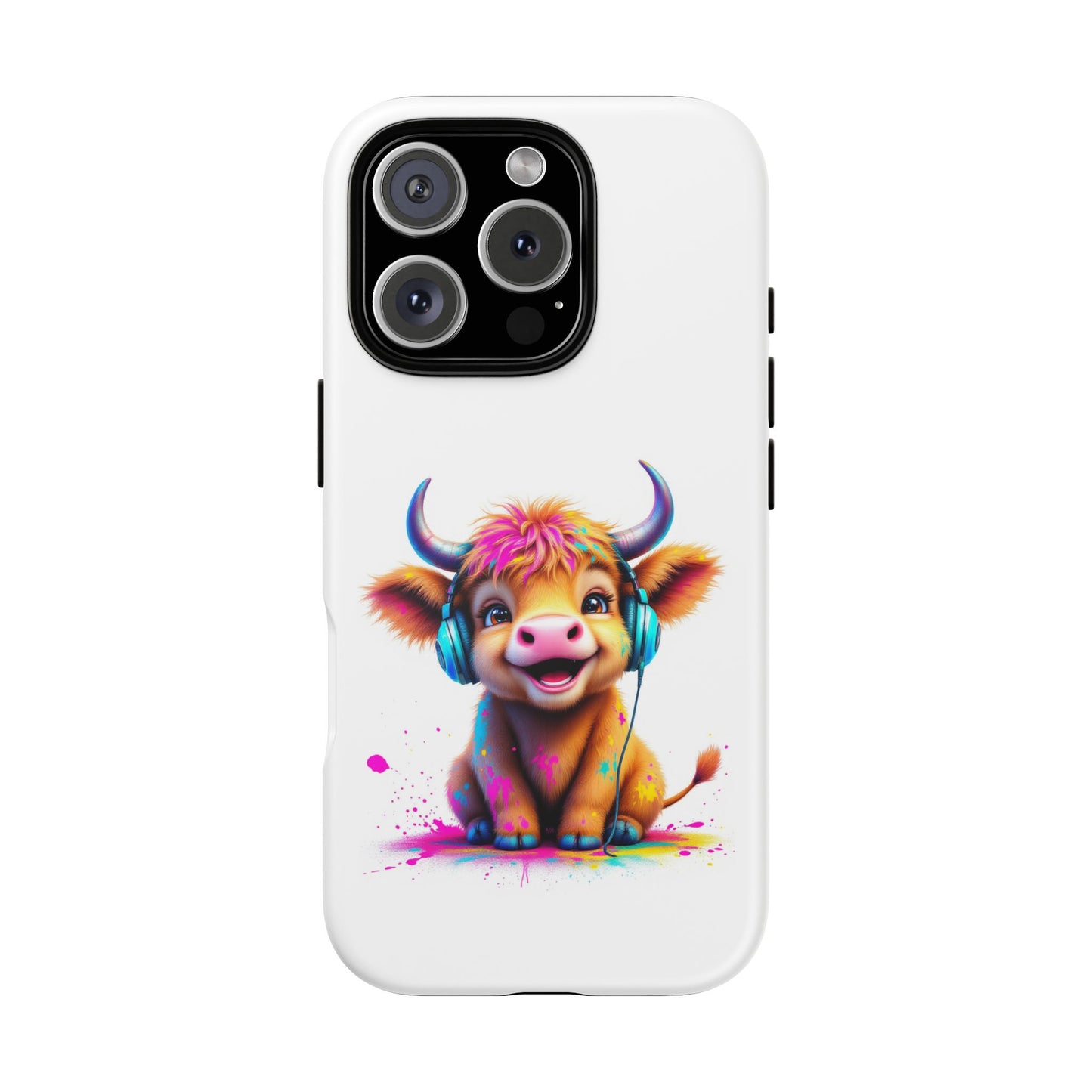 Cute Cow Phone Case with Headphones – Tough Cases