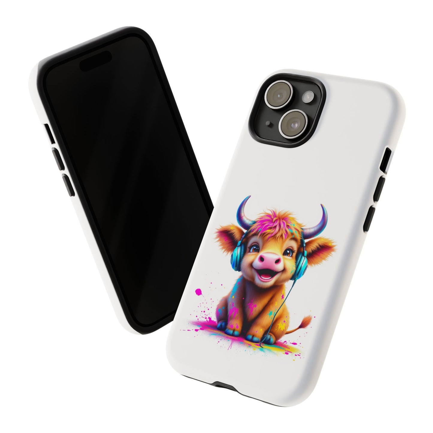 Cute Cow Phone Case with Headphones – Tough Cases
