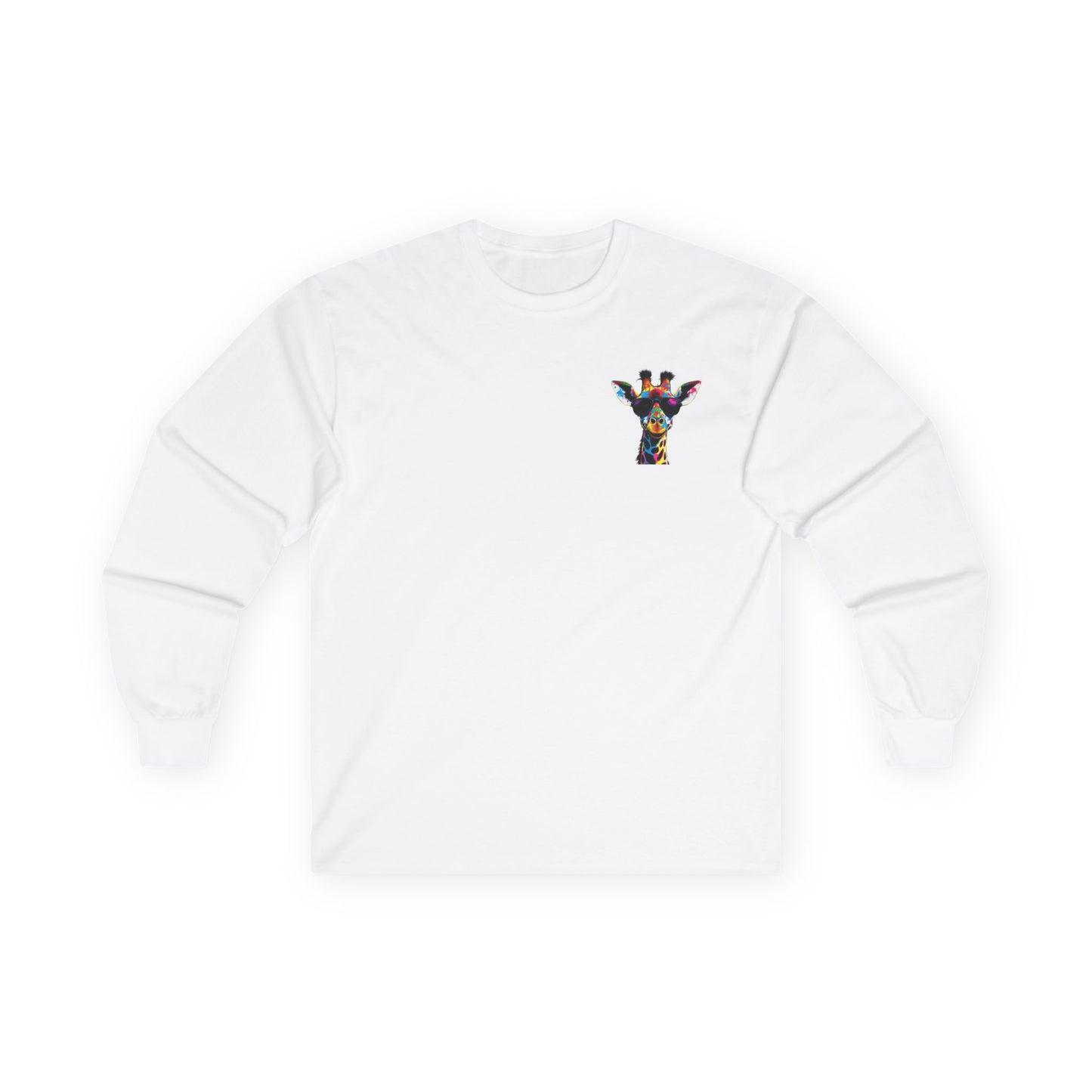 Colorful Giraffe Graphic Long Sleeve Tee for Animal Lovers