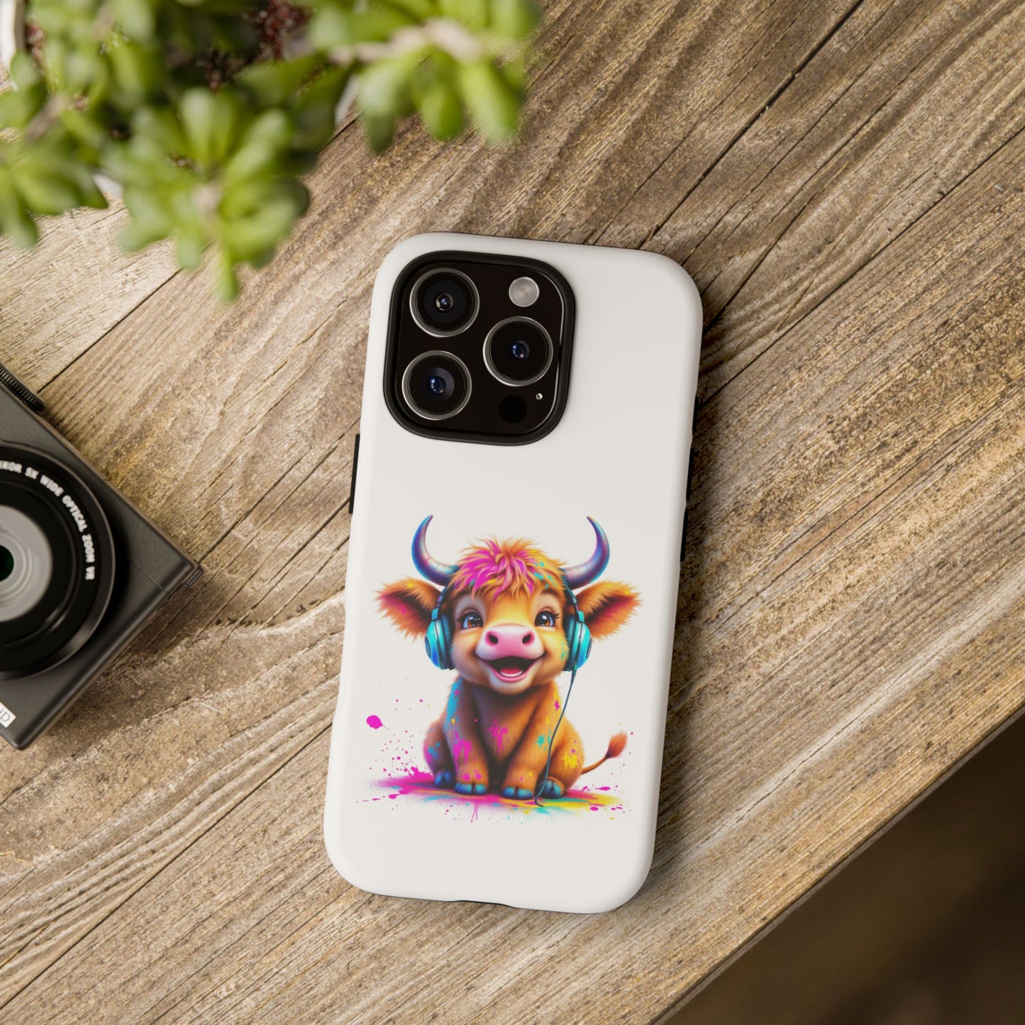 Cute Cow Phone Case with Headphones – Tough Cases