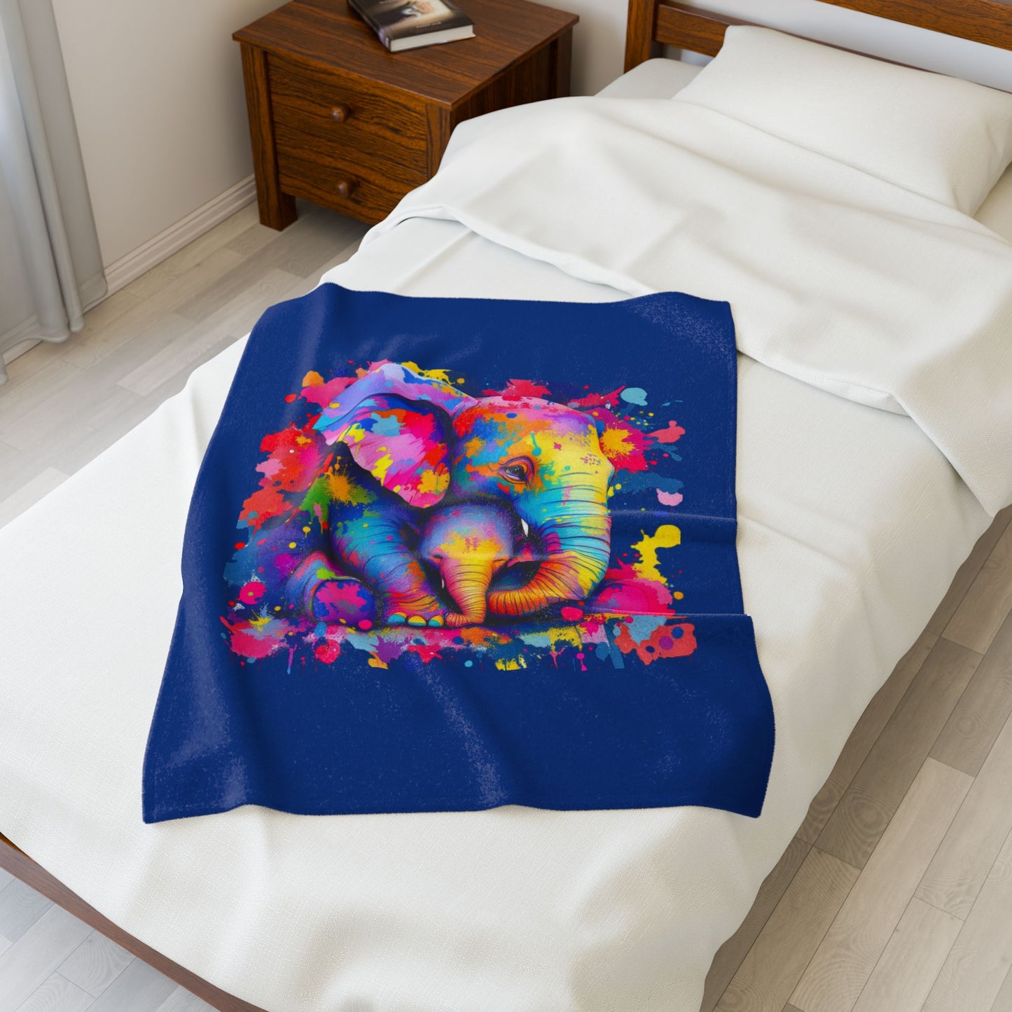 Colorful Elephant Velveteen Plush Blanket – Cozy Comfort for Animal Lovers