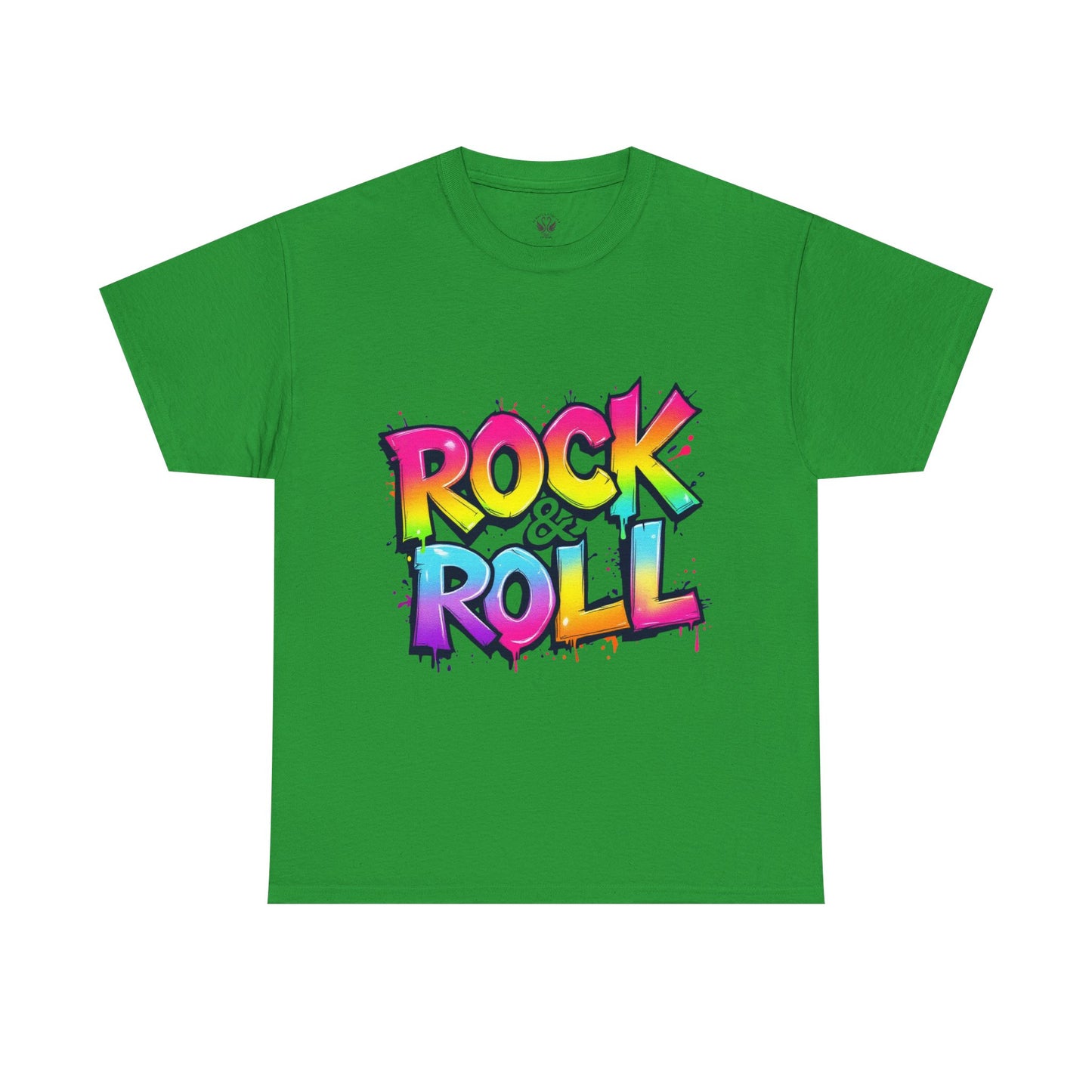 Rock & Roll Unisex Heavy Cotton Tee - Vibrant Graffiti Style Shirt for Music Lovers