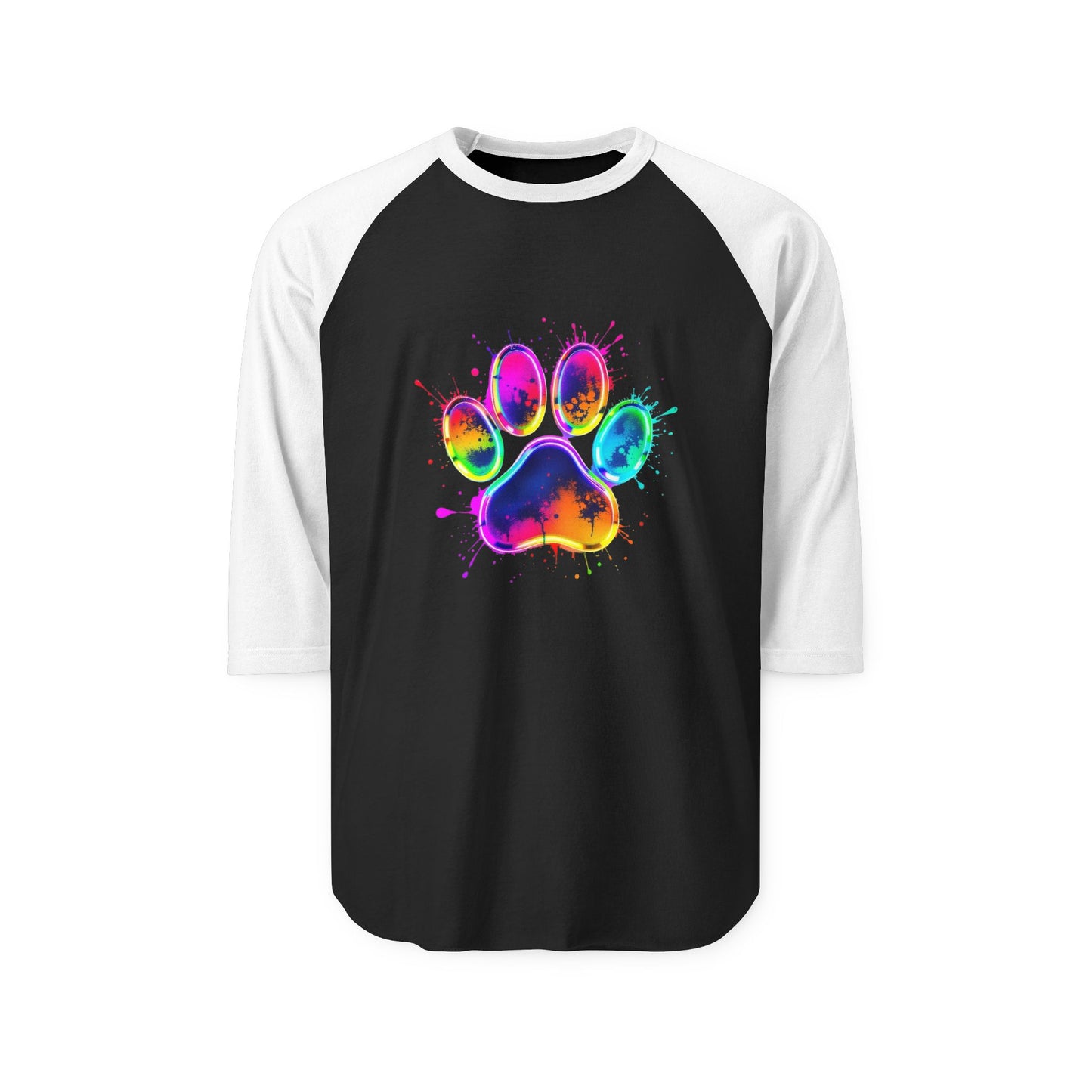 Colorful Paw Print Unisex Raglan Shirt - Perfect for Pet Lovers