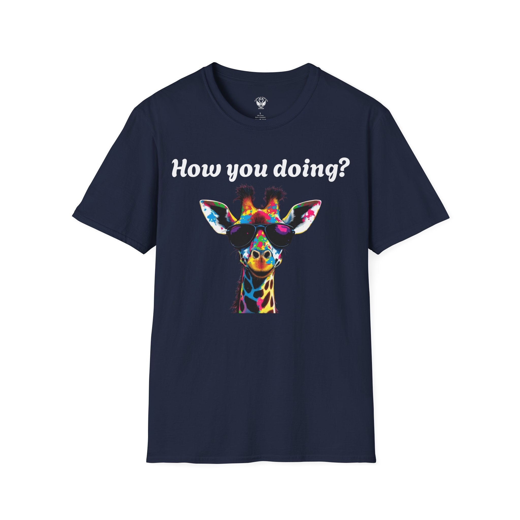 Colorful Giraffe T-Shirt: Fun Animal Tee, Gift for Animal Lovers, Quirky Statement Shirt, Cute Graphic Tee, Unique Birthday Present