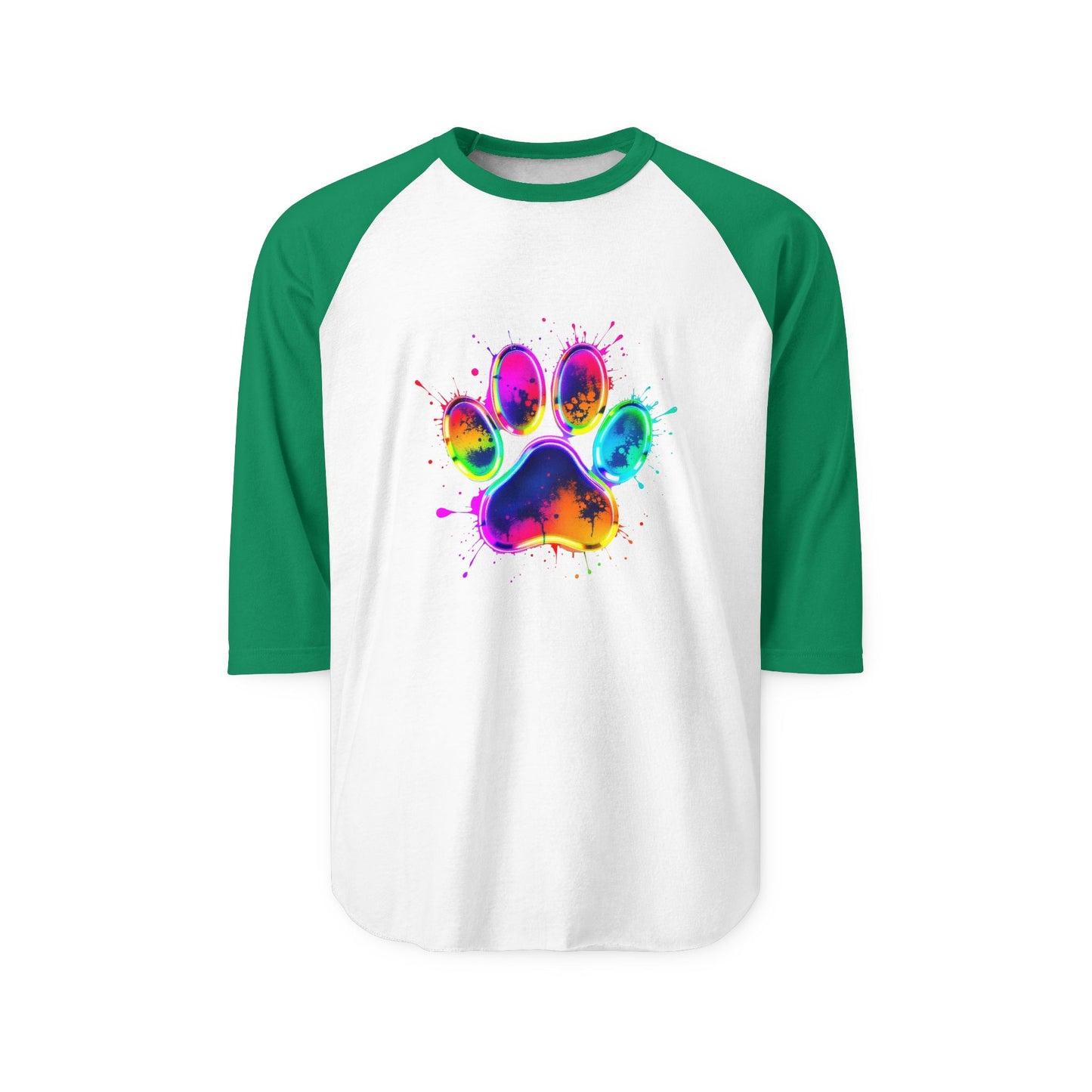 Colorful Paw Print Unisex Raglan Shirt - Perfect for Pet Lovers
