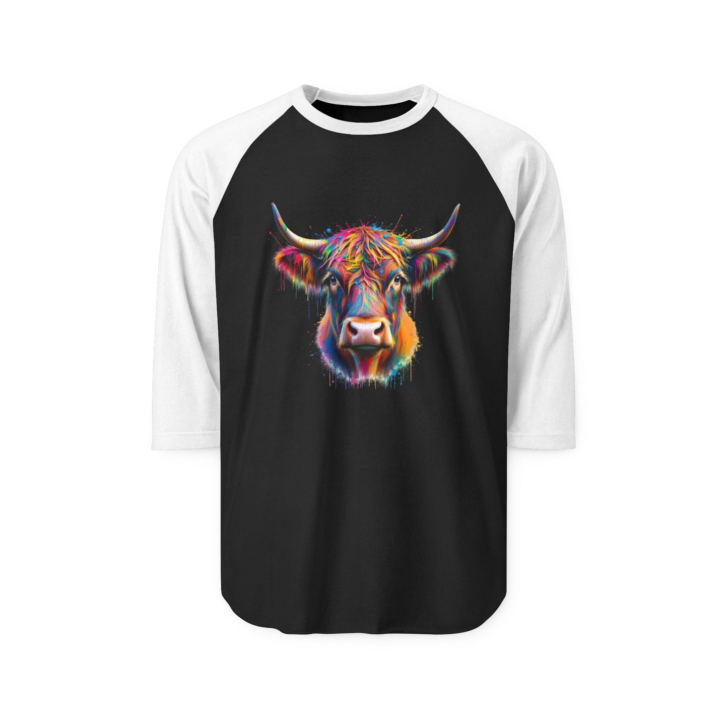 Colorful Cow Unisex Three-Quarter Sleeve Raglan Shirt