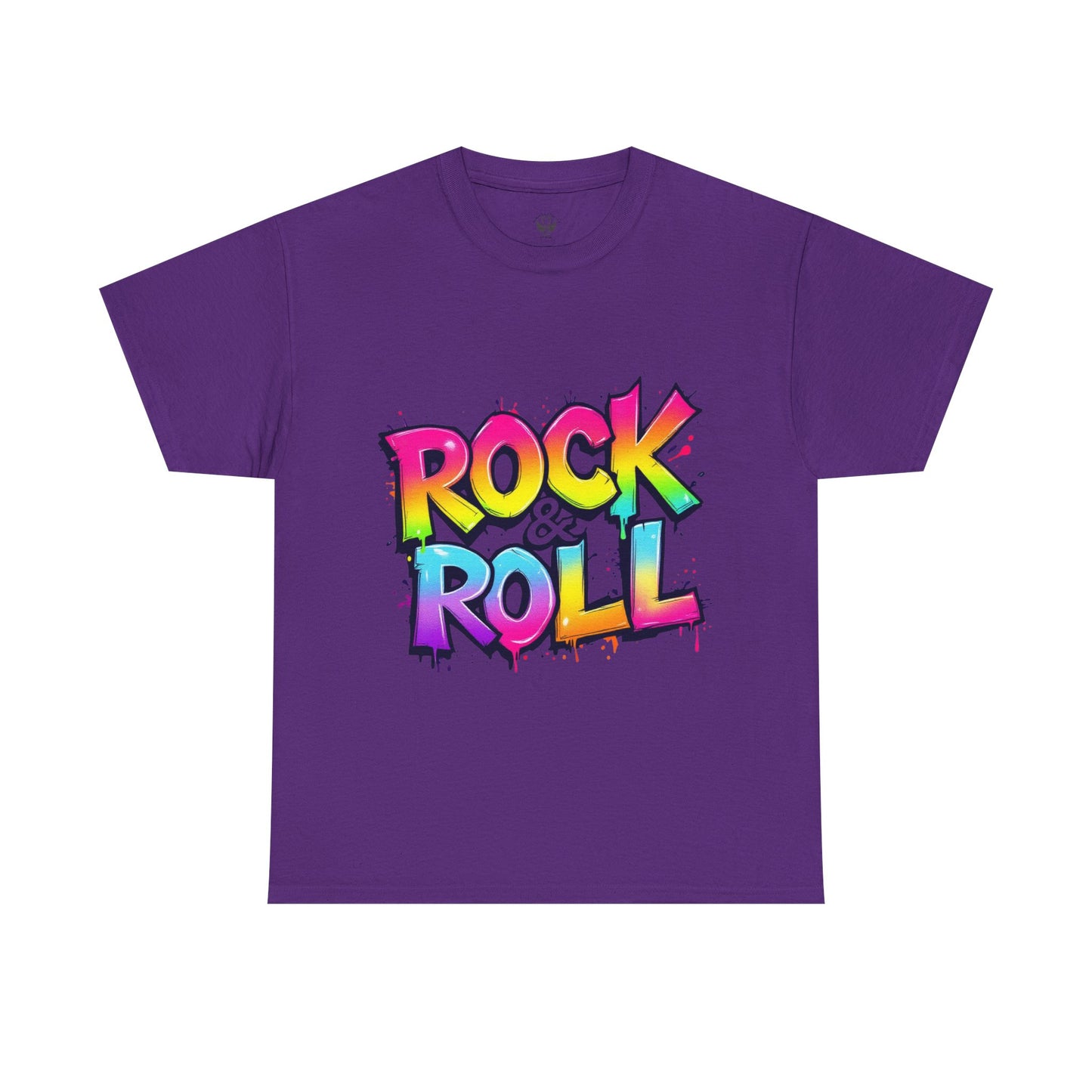 Rock & Roll Unisex Heavy Cotton Tee - Vibrant Graffiti Style Shirt for Music Lovers