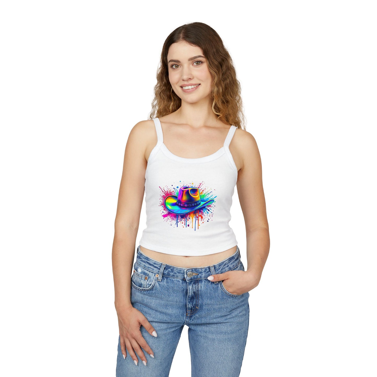 Colorful Cowboy Hat Spaghetti Strap Tank Top