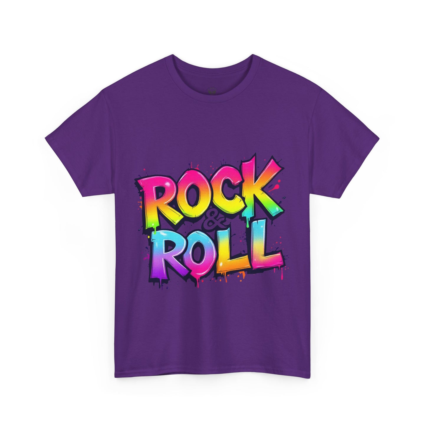 Rock & Roll Unisex Heavy Cotton Tee - Vibrant Graffiti Style Shirt for Music Lovers