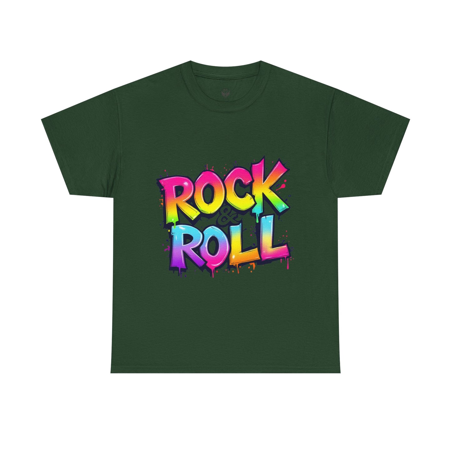 Rock & Roll Unisex Heavy Cotton Tee - Vibrant Graffiti Style Shirt for Music Lovers