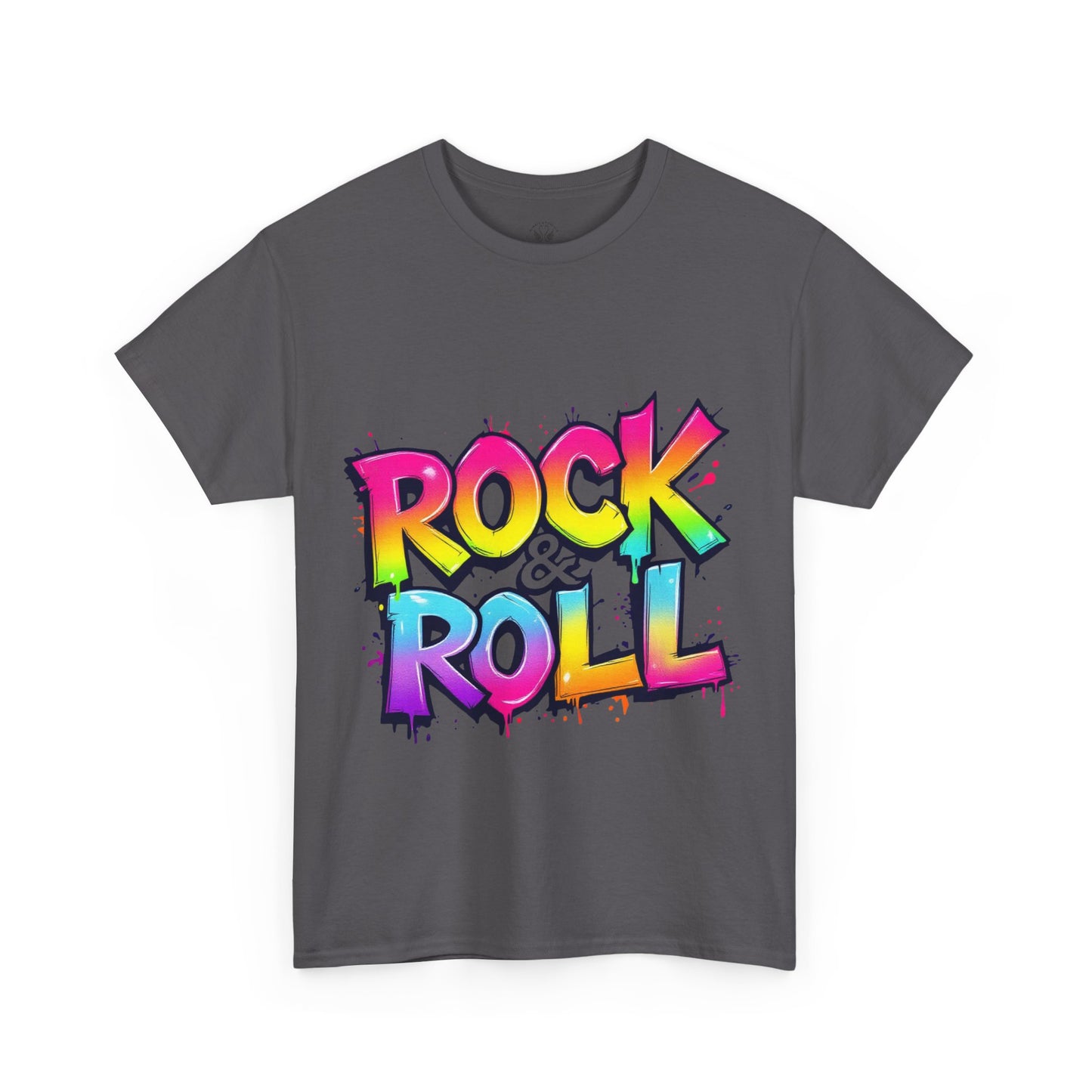Rock & Roll Unisex Heavy Cotton Tee - Vibrant Graffiti Style Shirt for Music Lovers