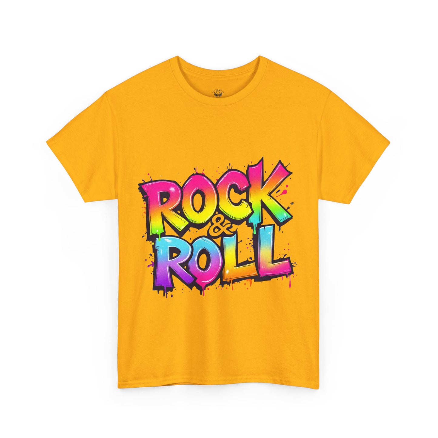 Rock & Roll Unisex Heavy Cotton Tee - Vibrant Graffiti Style Shirt for Music Lovers