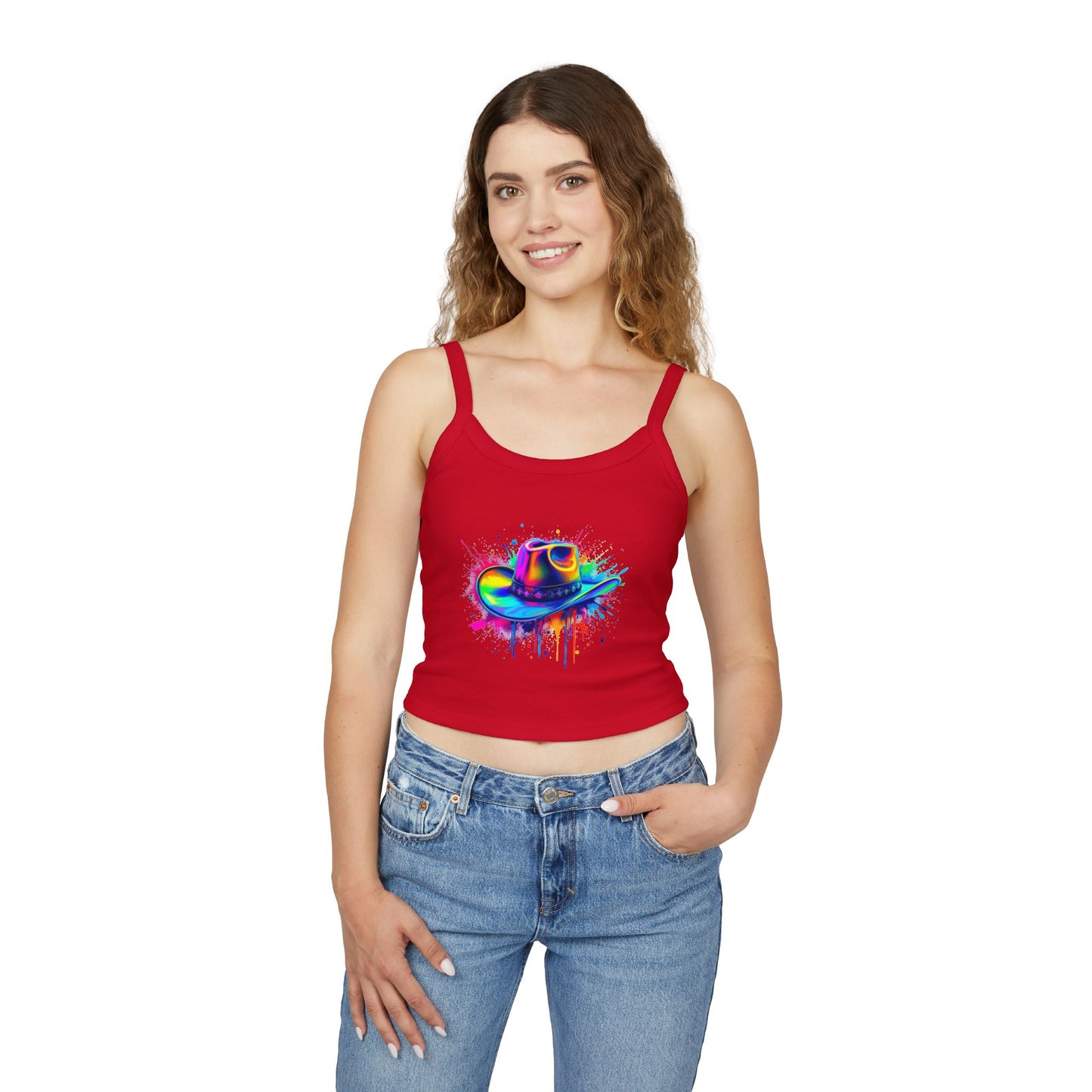 Colorful Cowboy Hat Spaghetti Strap Tank Top