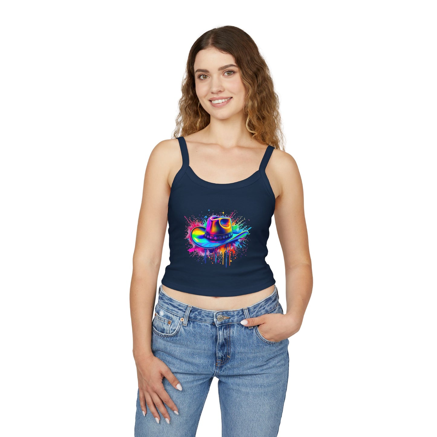 Colorful Cowboy Hat Spaghetti Strap Tank Top