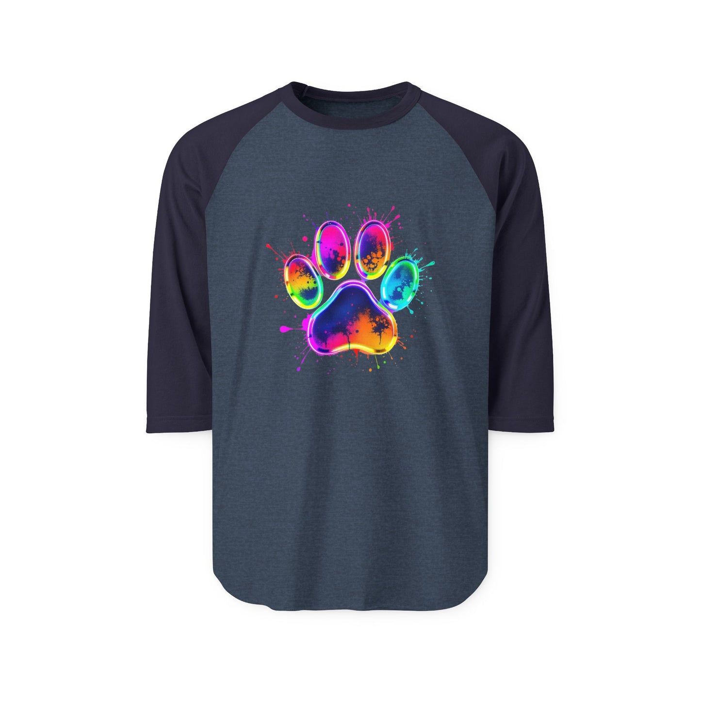 Colorful Paw Print Unisex Raglan Shirt - Perfect for Pet Lovers