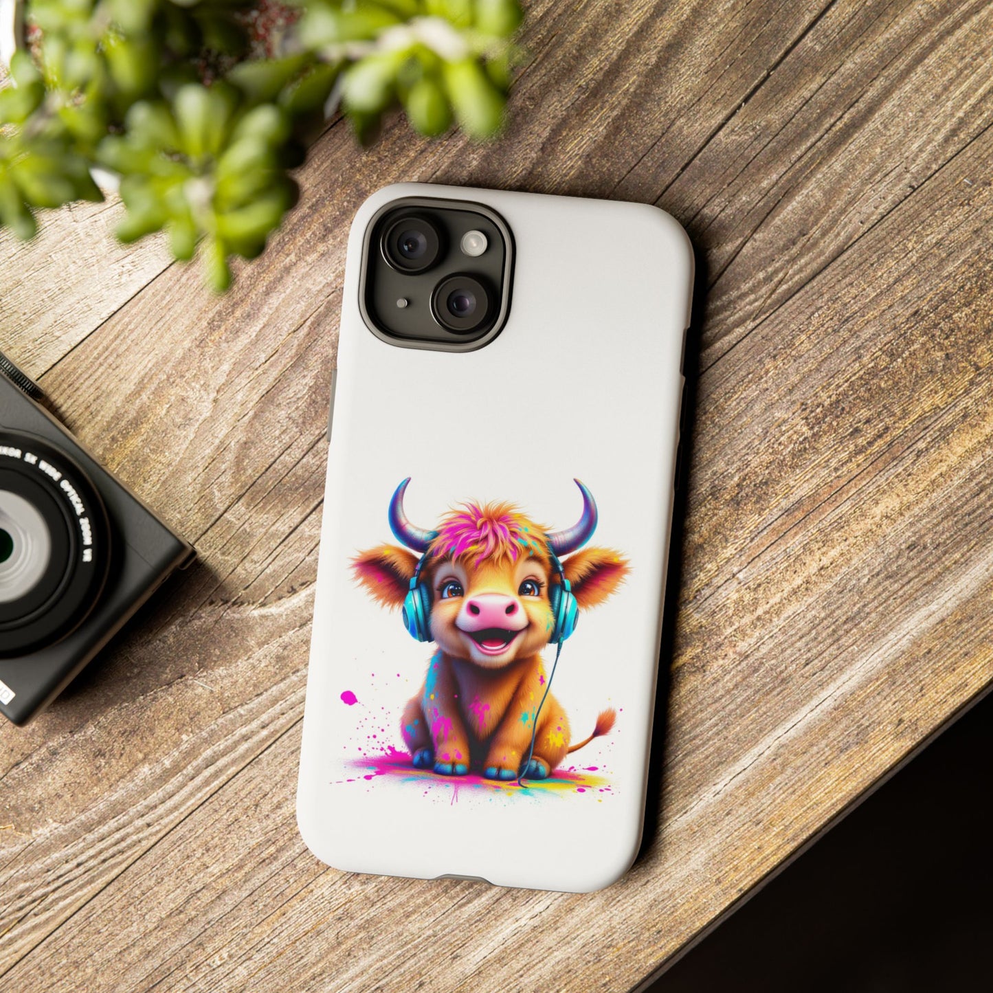 Cute Cow Phone Case with Headphones – Tough Cases