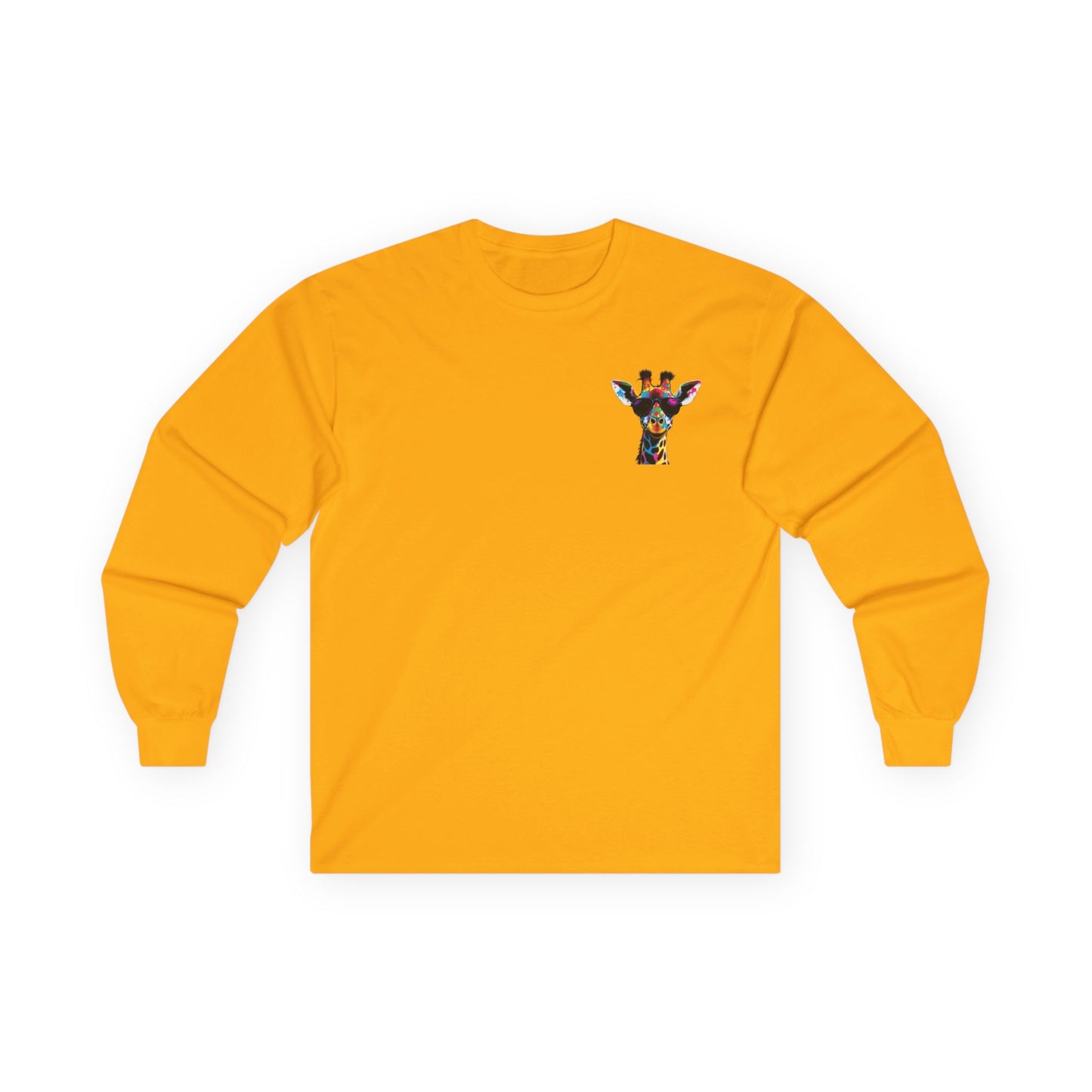 Colorful Giraffe Graphic Long Sleeve Tee for Animal Lovers