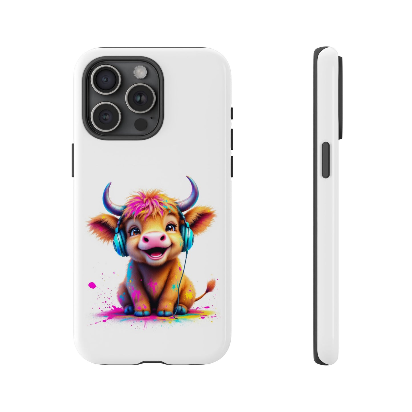 Cute Cow Phone Case with Headphones – Tough Cases