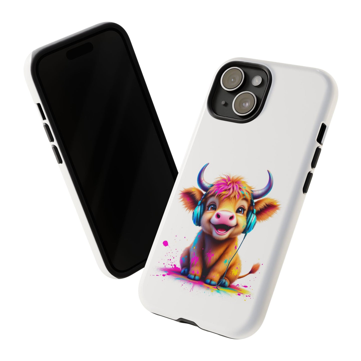 Cute Cow Phone Case with Headphones – Tough Cases