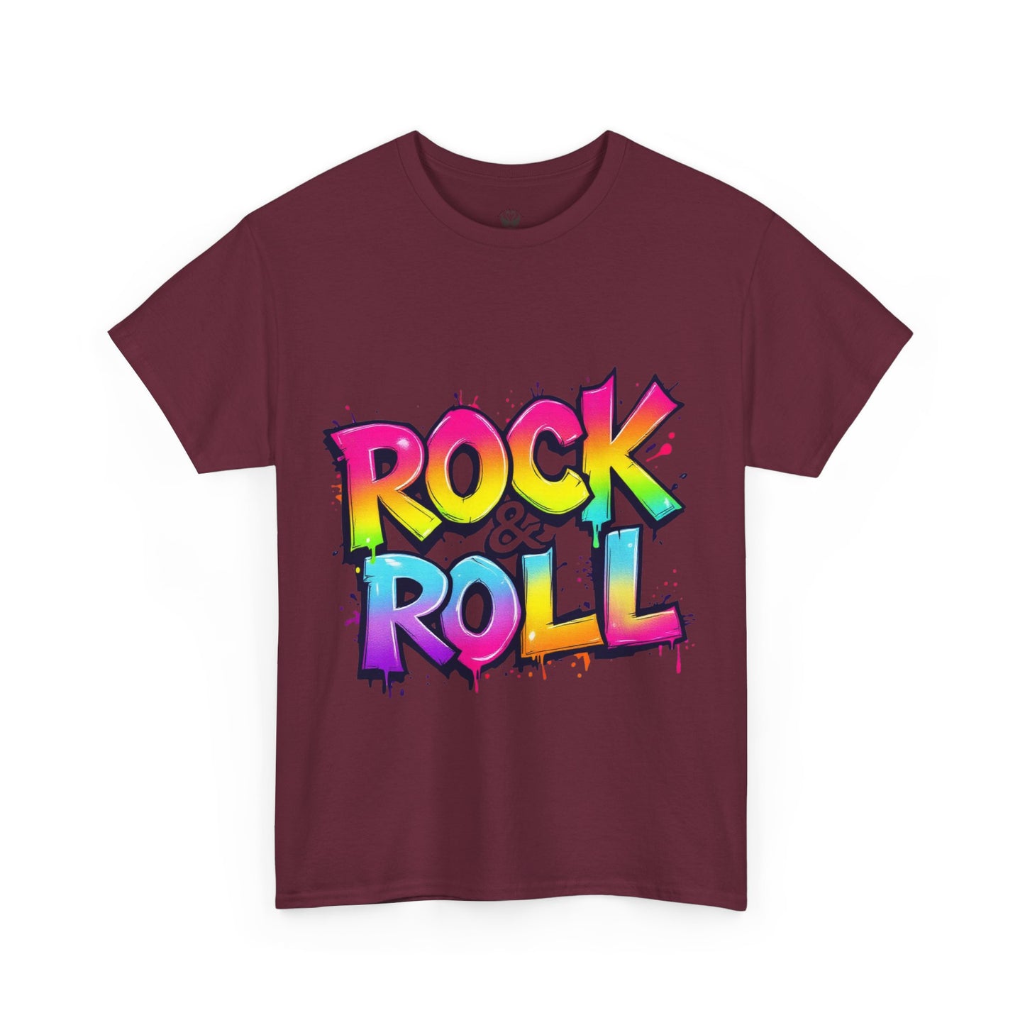 Rock & Roll Unisex Heavy Cotton Tee - Vibrant Graffiti Style Shirt for Music Lovers