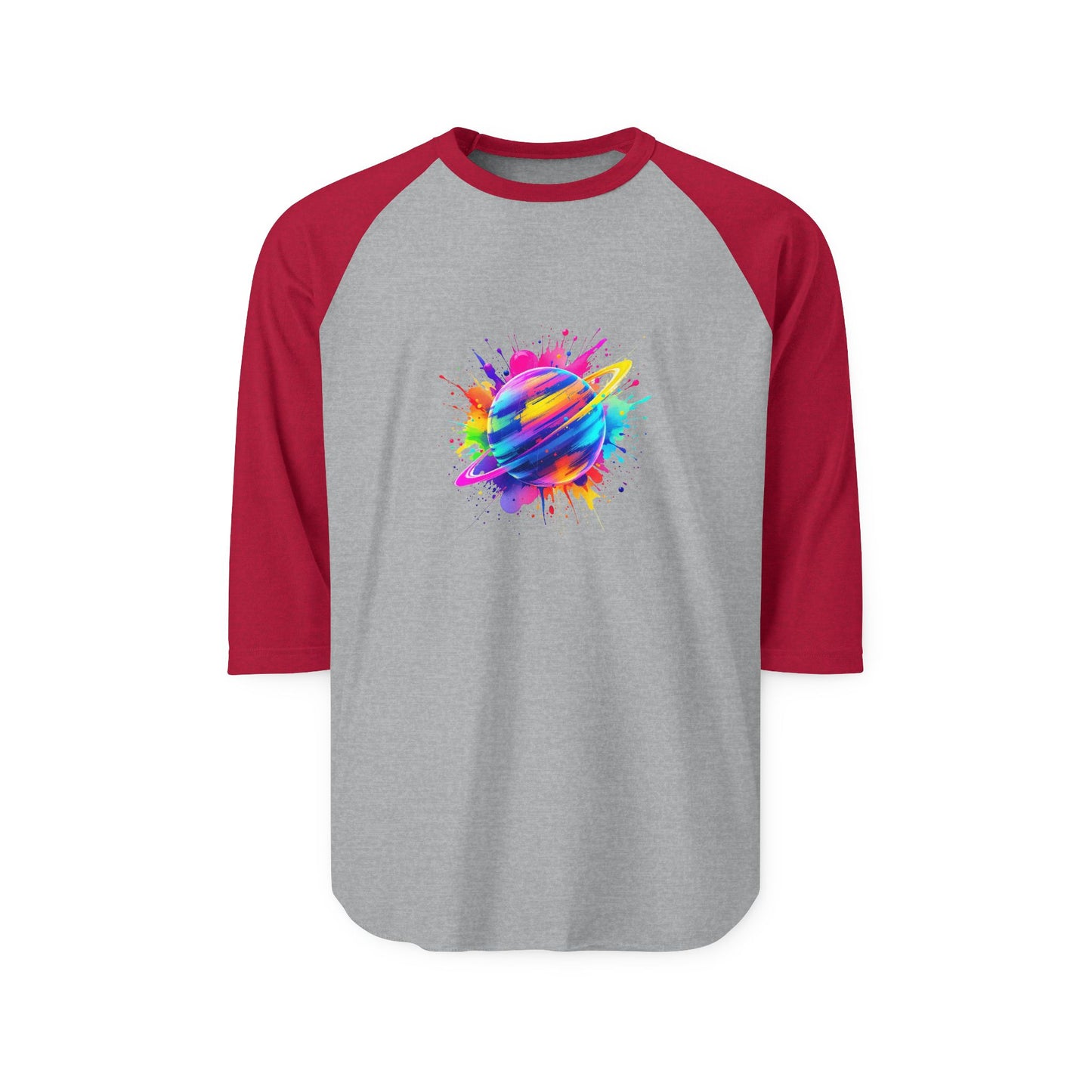 Colorful Planet Graphic Unisex Raglan Shirt - Perfect for Space Lovers!